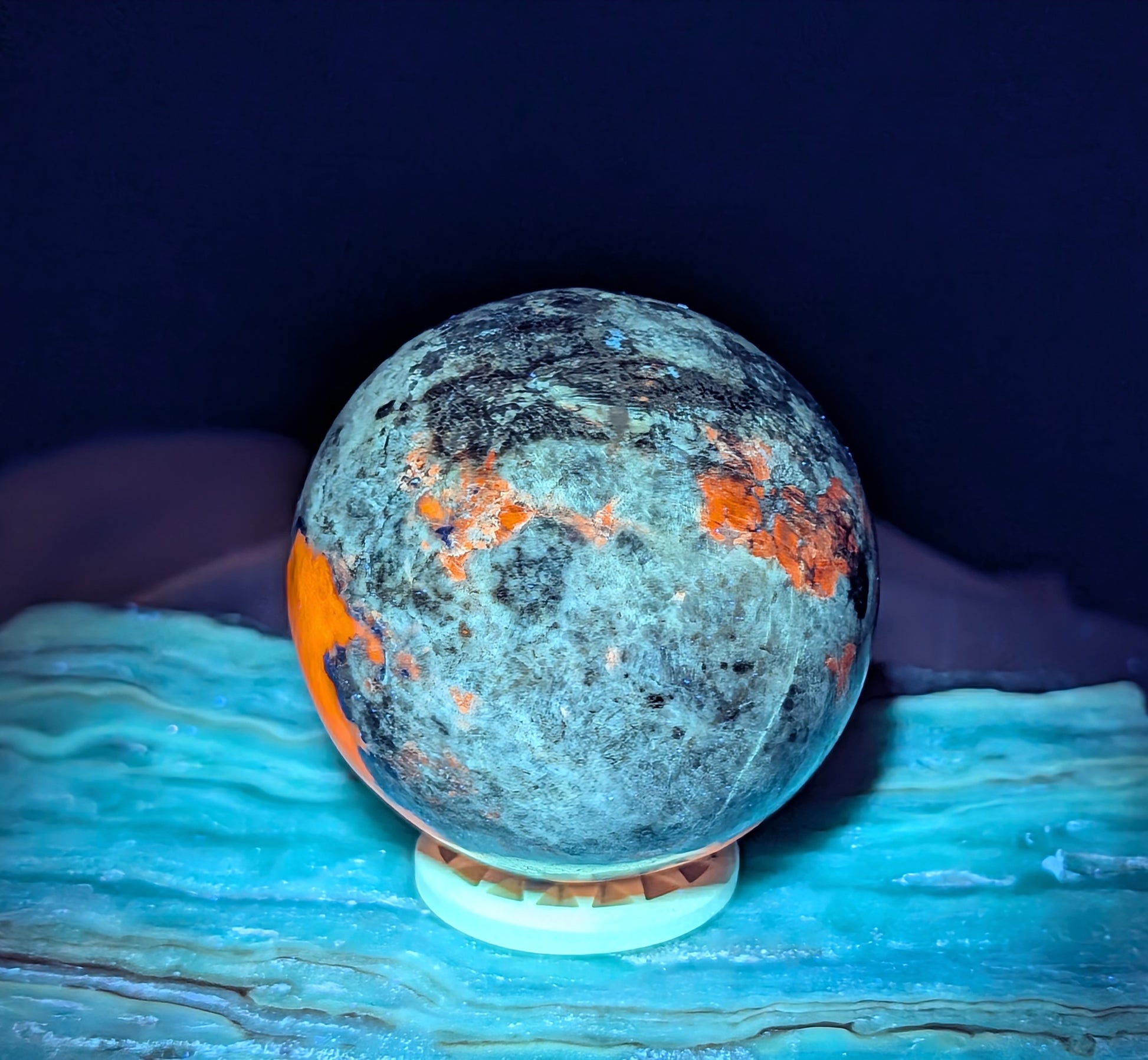 UV Reactive Lazurite and Afghanite Sphere