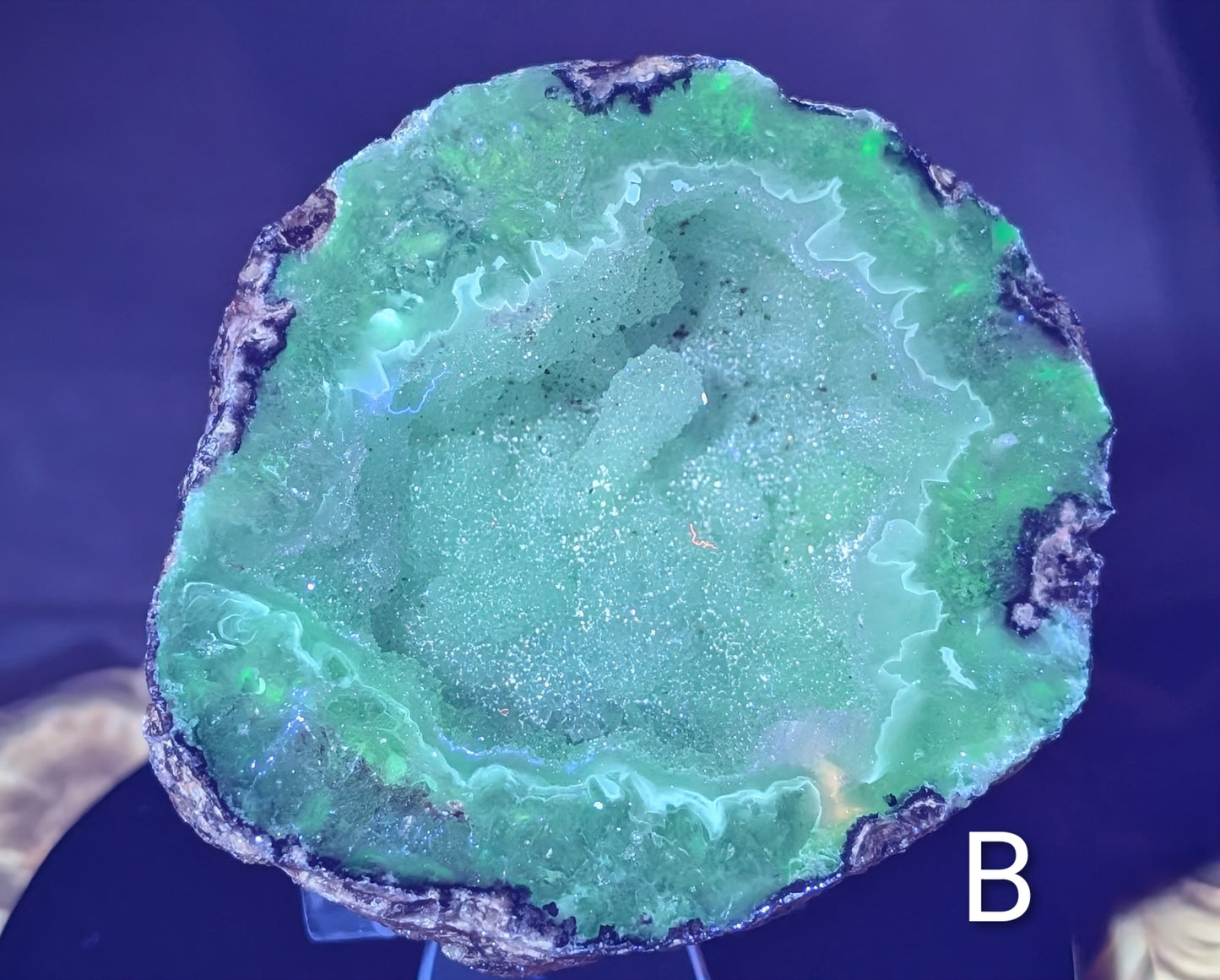 UV Reactive Pink Agate Geode Half