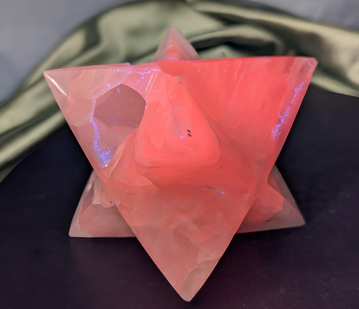 UV Reactive Pink Mangano Calcite Merkaba 1B