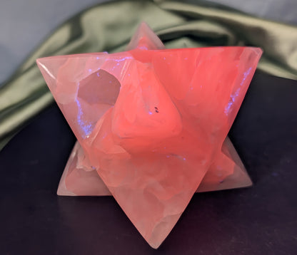 UV Reactive Pink Mangano Calcite Merkaba 1B