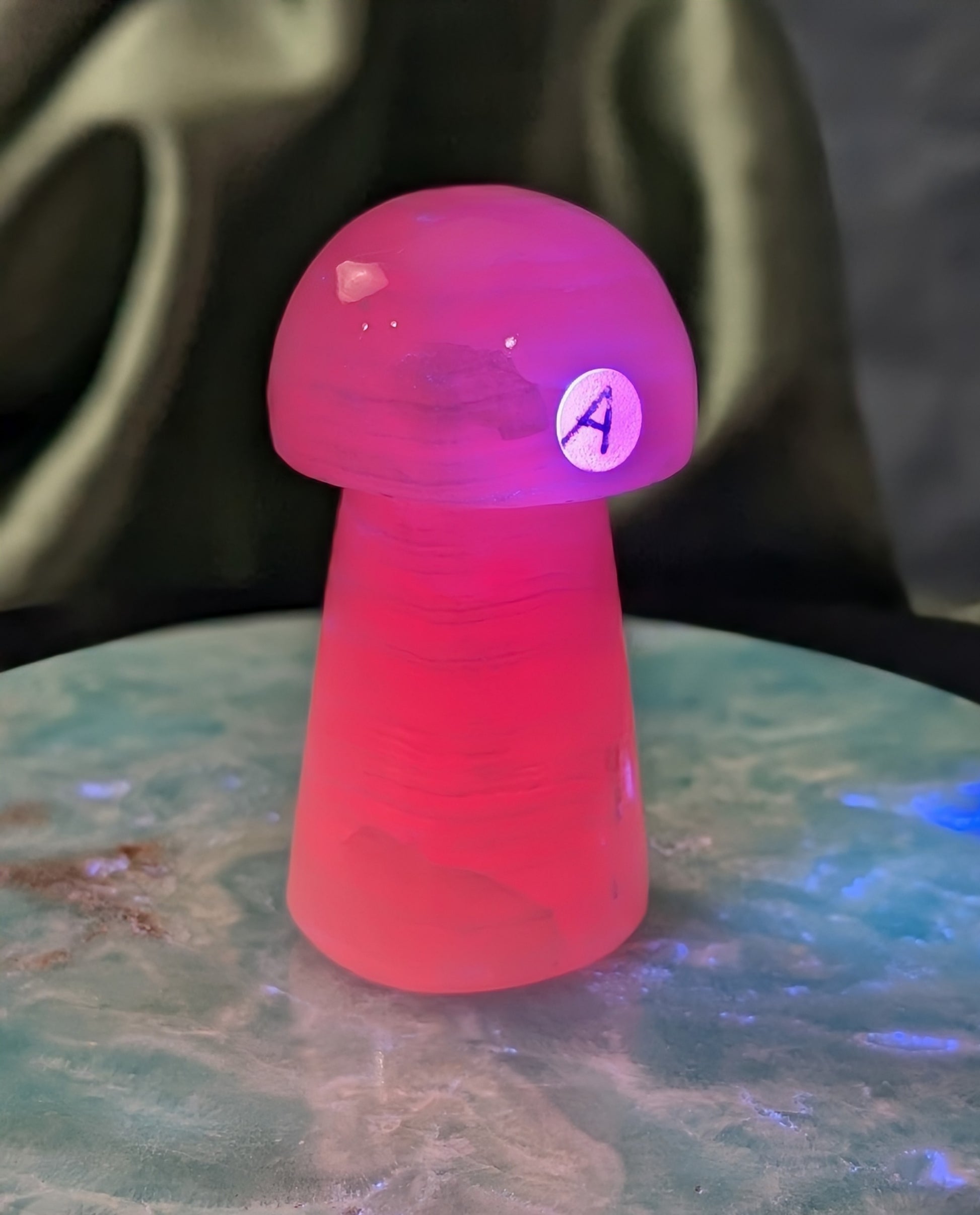UV Reactive Pink Mangano Calcite Mushroom