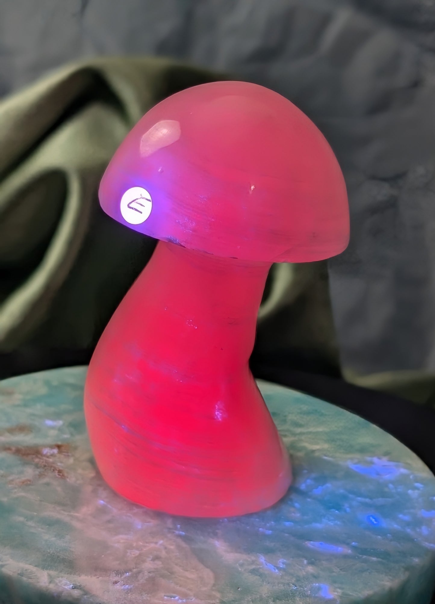 UV Reactive Pink Mangano Calcite Mushroom