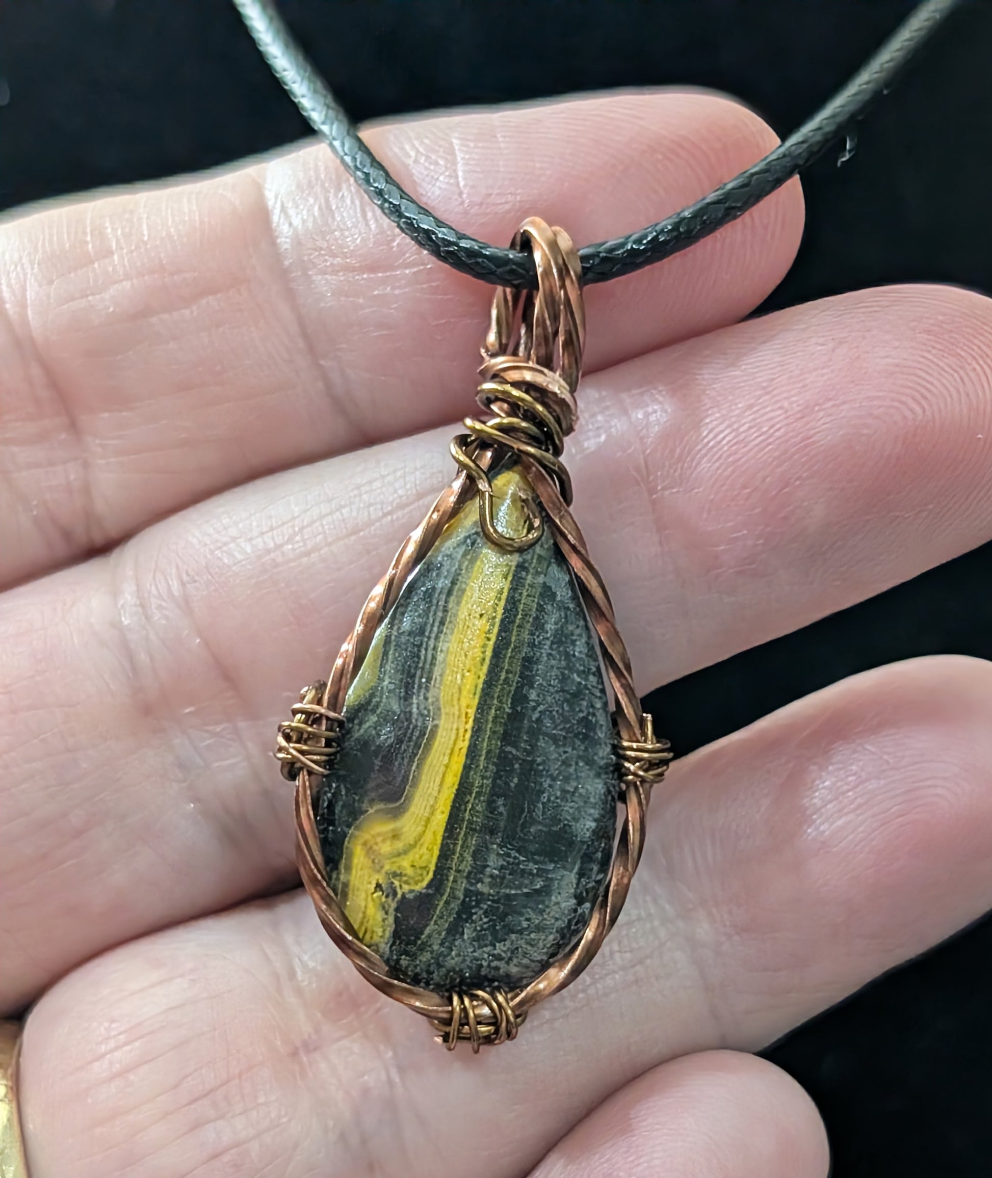 Wire Wrapped Bumblebee Jasper Pendant