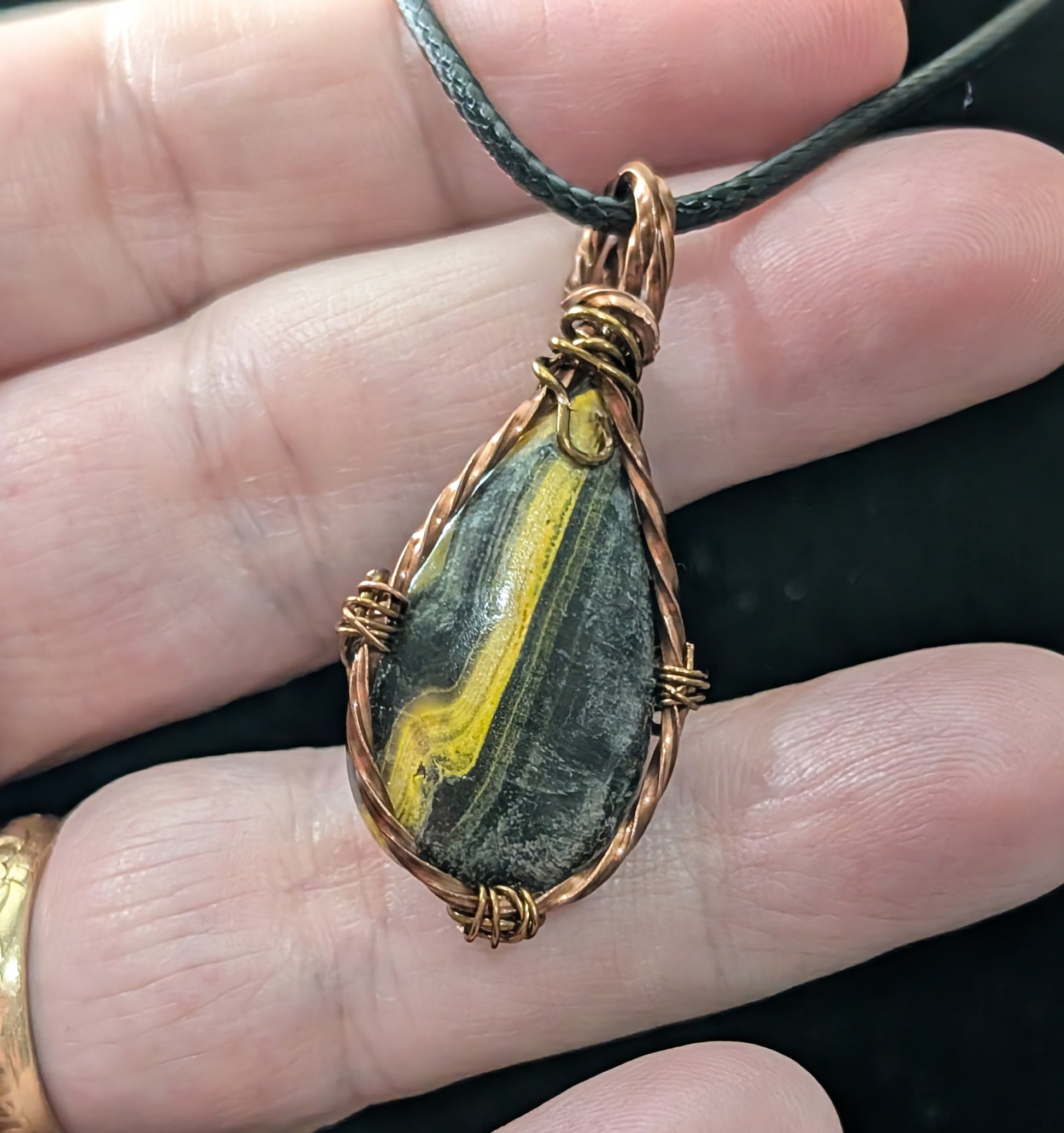 Wire Wrapped Bumblebee Jasper Pendant