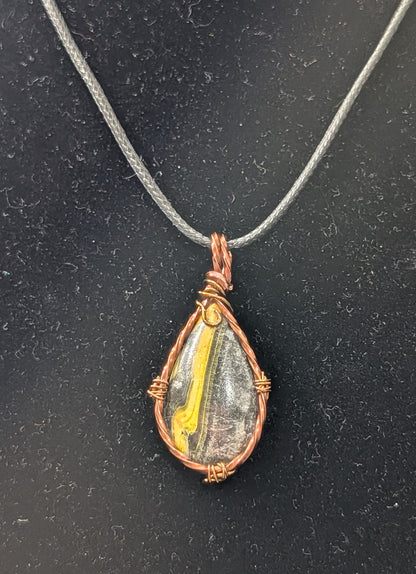 Wire Wrapped Bumblebee Jasper Pendant