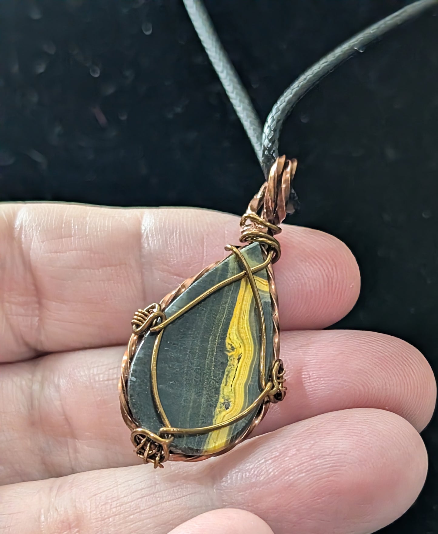 Wire Wrapped Bumblebee Jasper Pendant