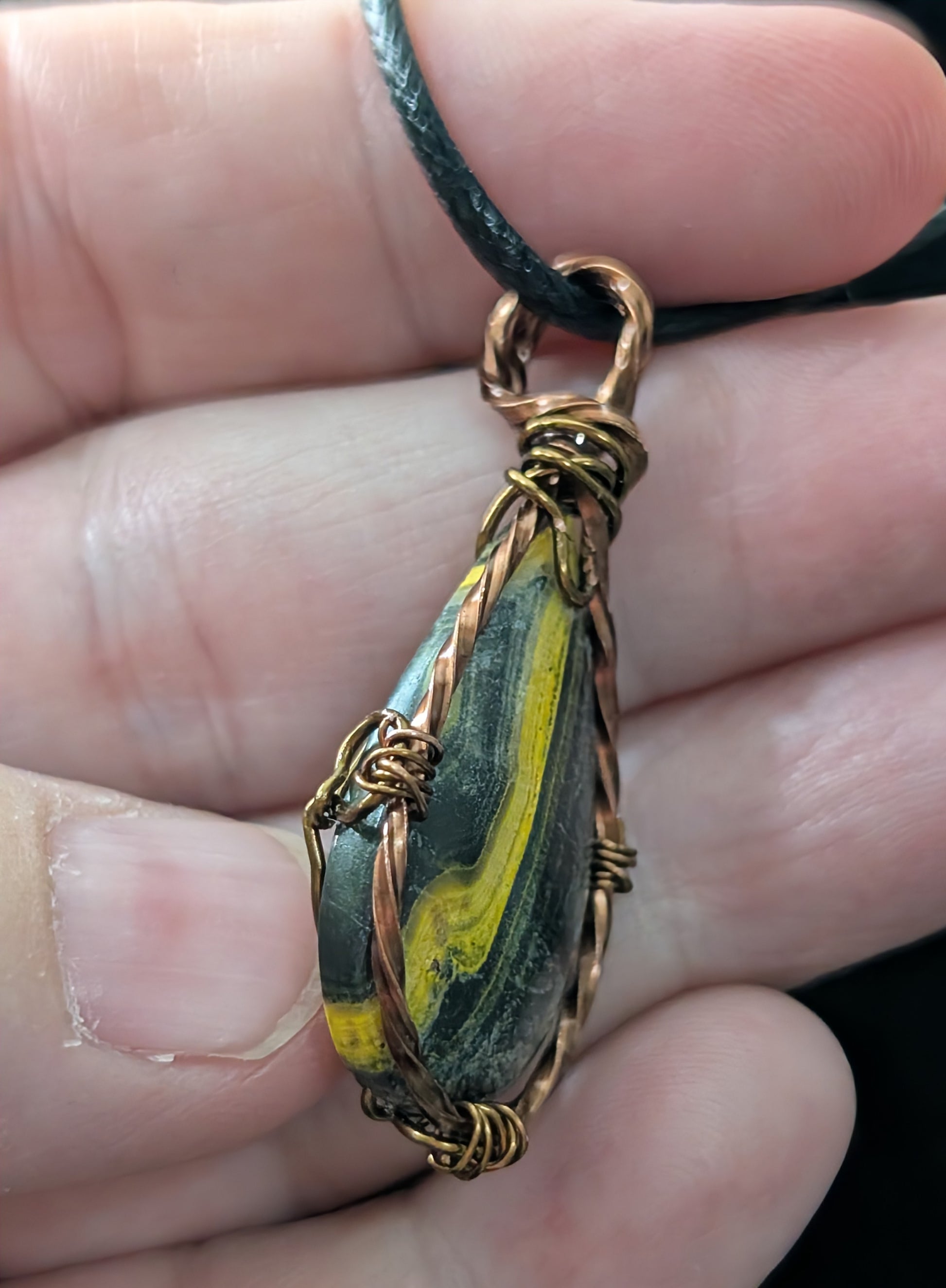 Wire Wrapped Bumblebee Jasper Pendant