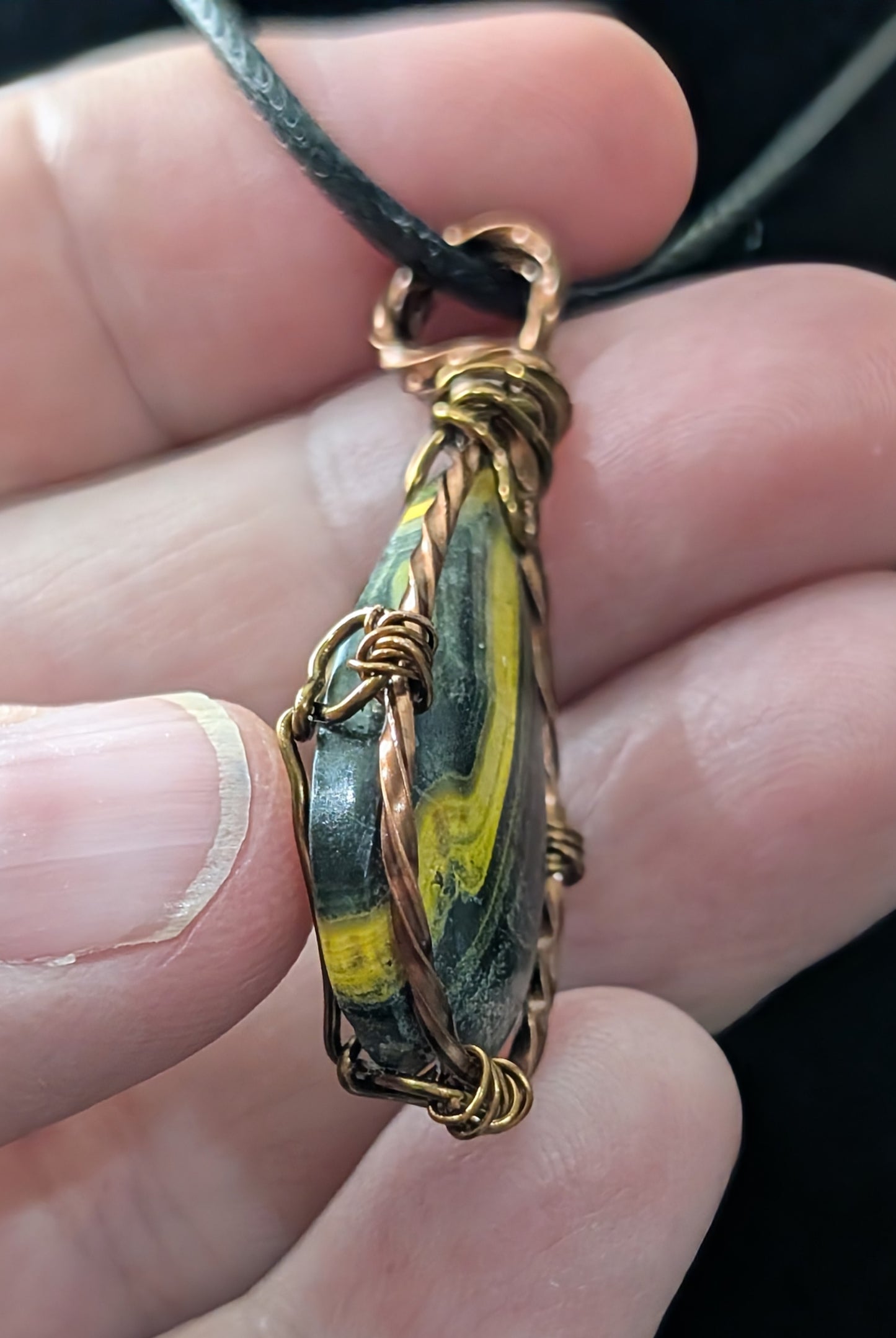 Wire Wrapped Bumblebee Jasper Pendant