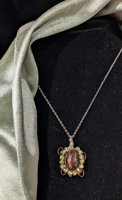 Wire Wrapped Chocolate Calcite Turtle Pendant