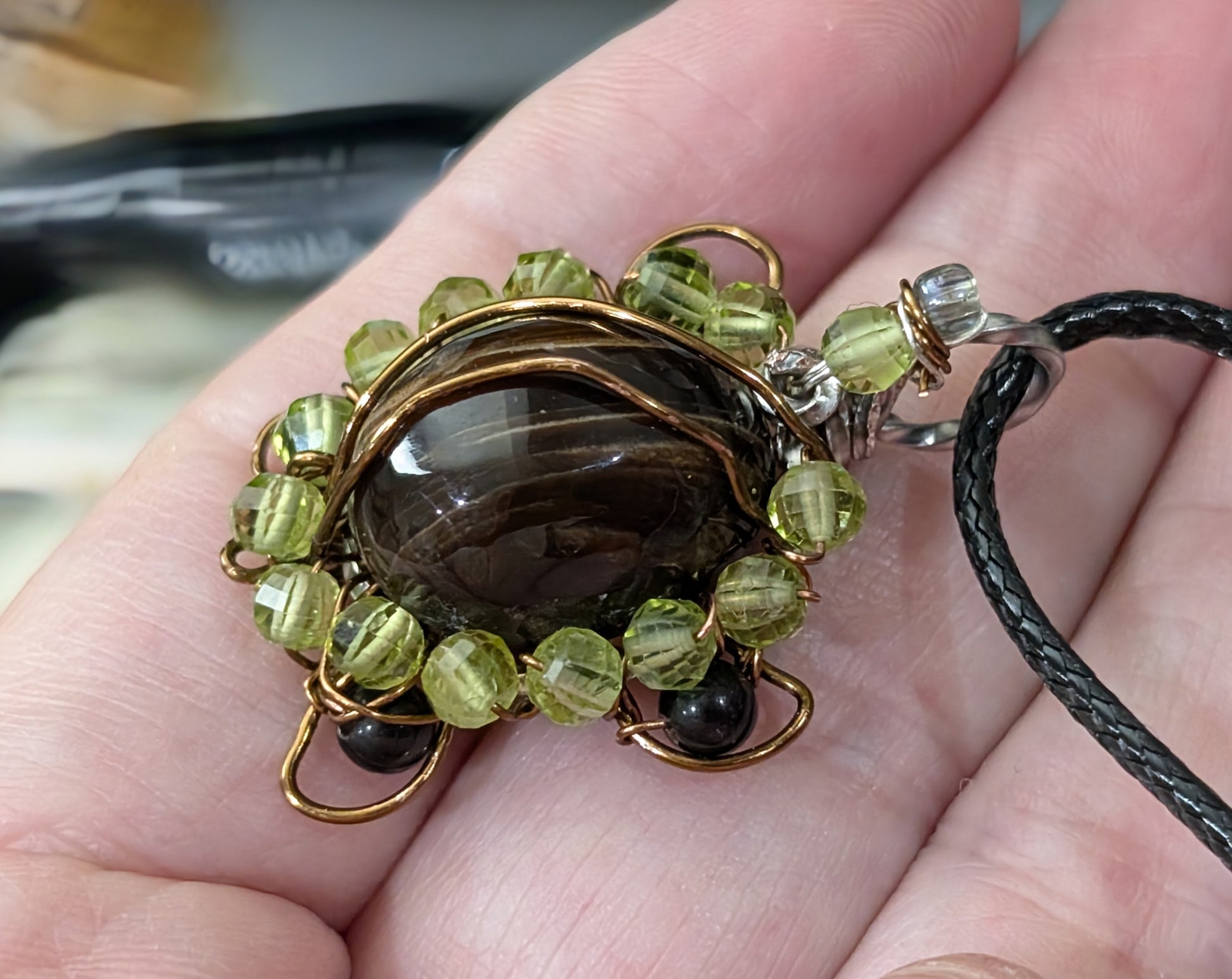 Wire Wrapped Chocolate Calcite Turtle Pendant