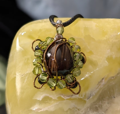 Wire Wrapped Chocolate Calcite Turtle Pendant