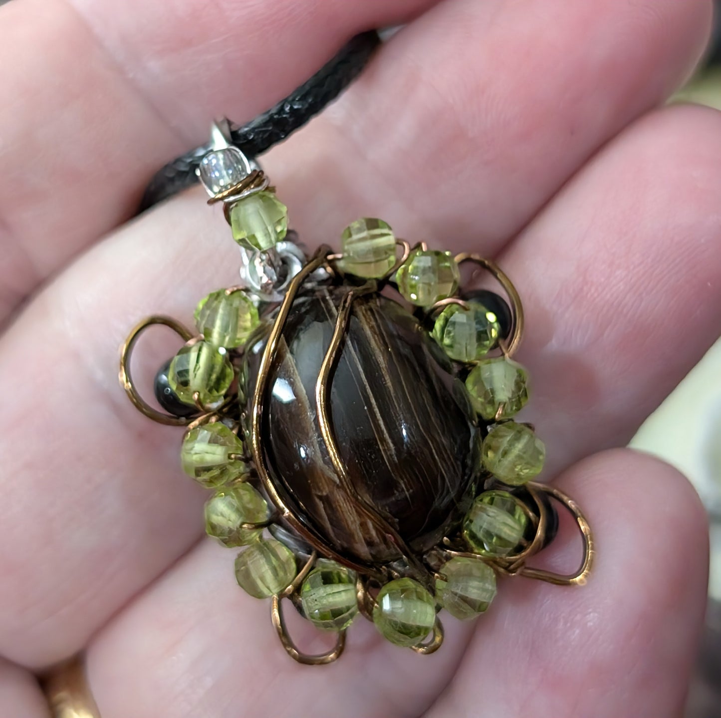 Wire Wrapped Chocolate Calcite Turtle Pendant