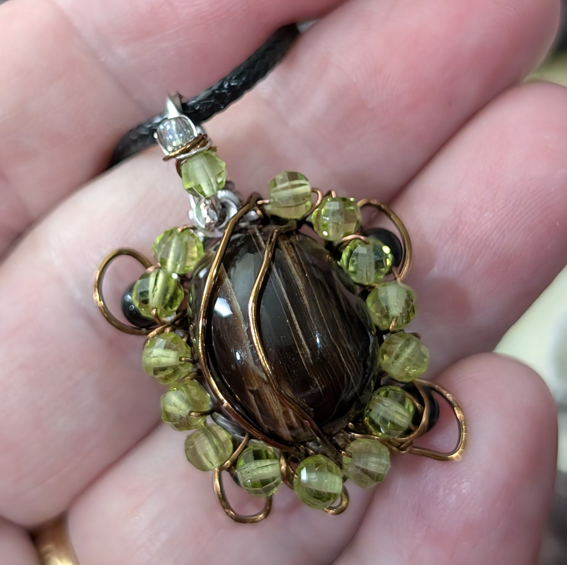 Wire Wrapped Chocolate Calcite Turtle Pendant