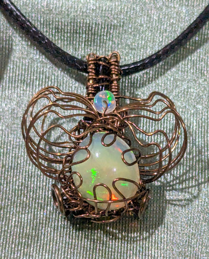 Wire Wrapped Fire Opal Pendant
