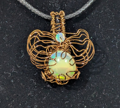 Wire Wrapped Fire Opal Pendant