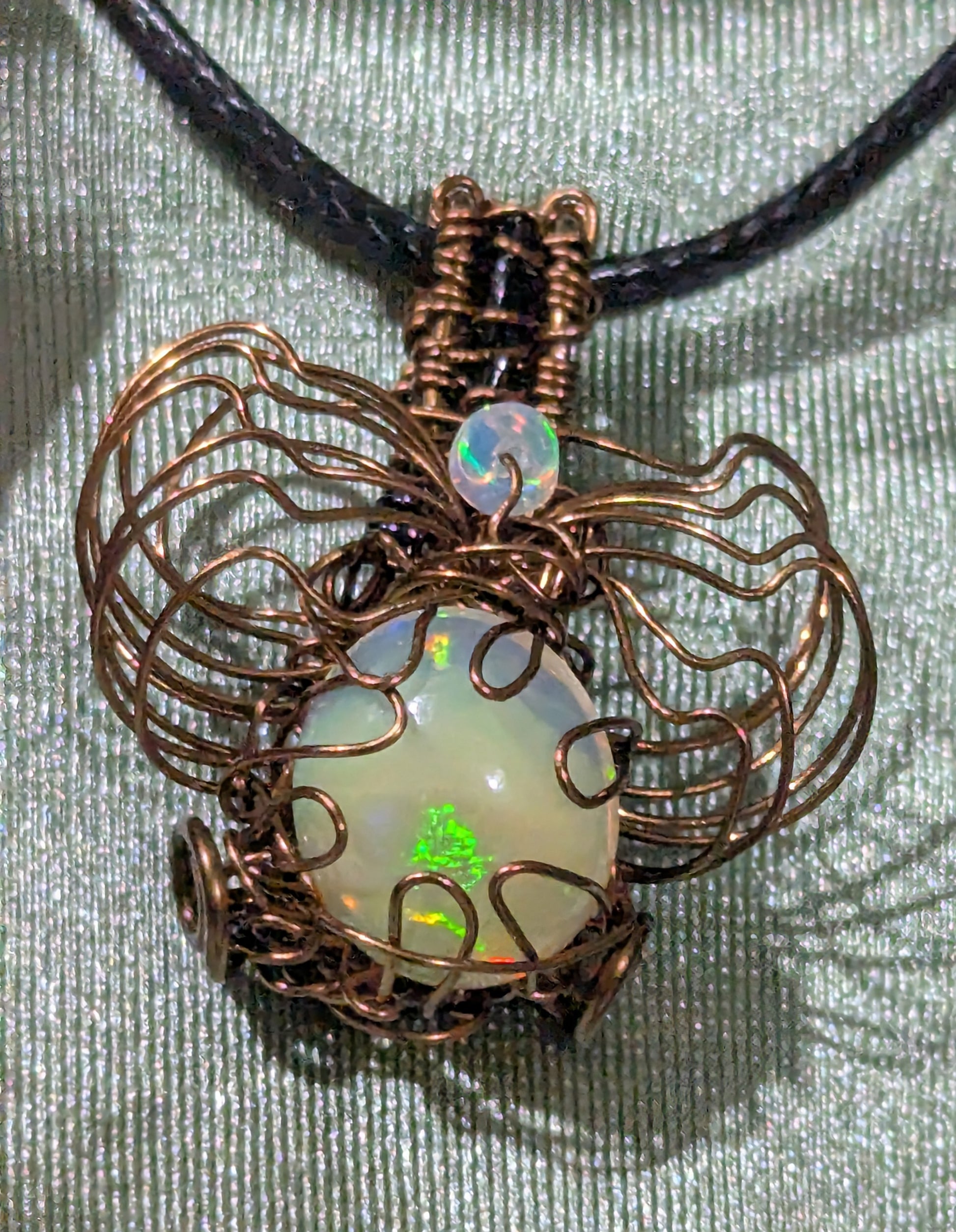 Wire Wrapped Fire Opal Pendant