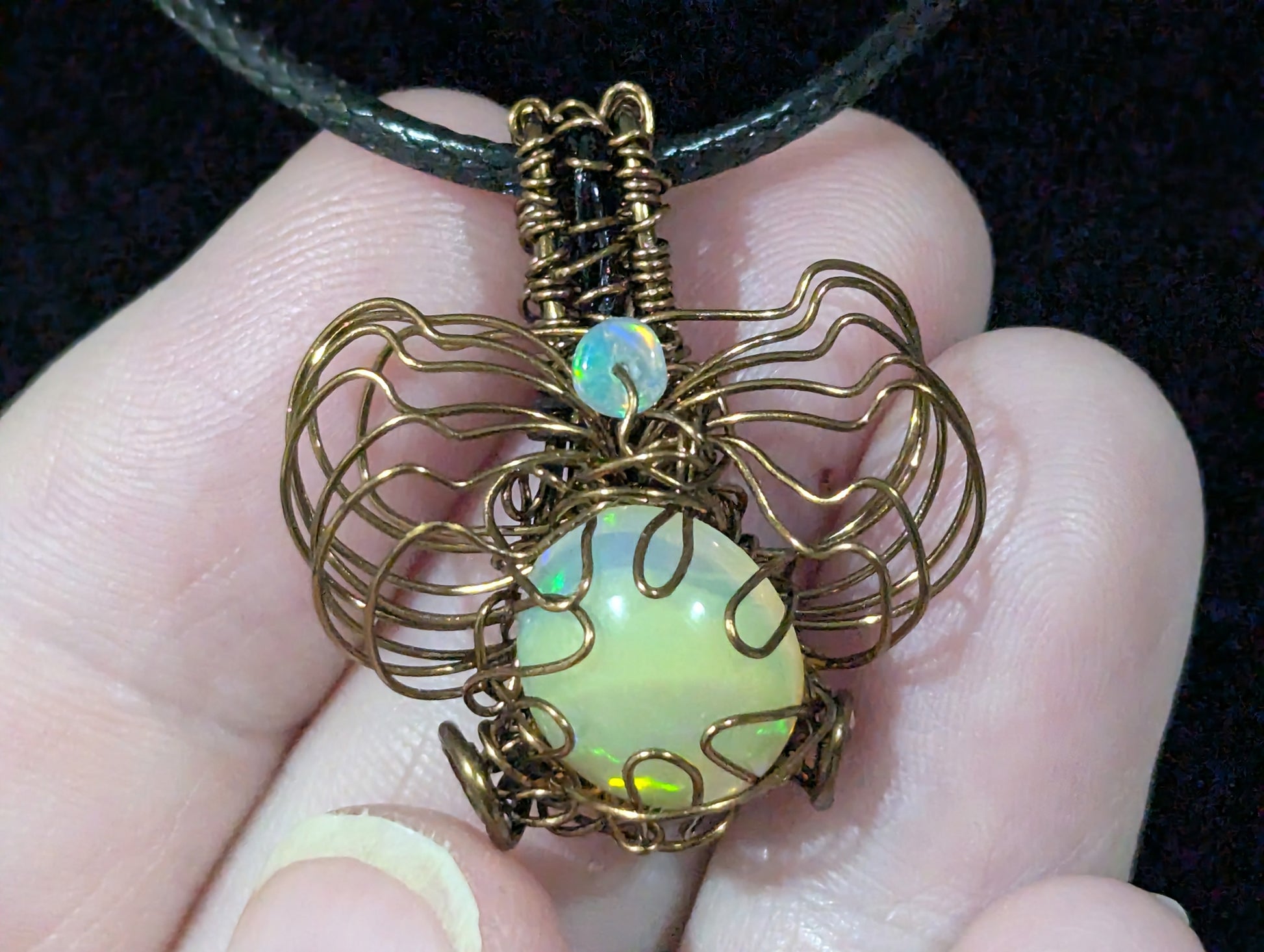 Wire Wrapped Fire Opal Pendant
