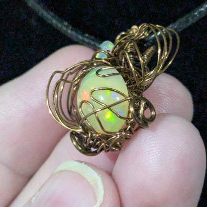 Wire Wrapped Fire Opal Pendant