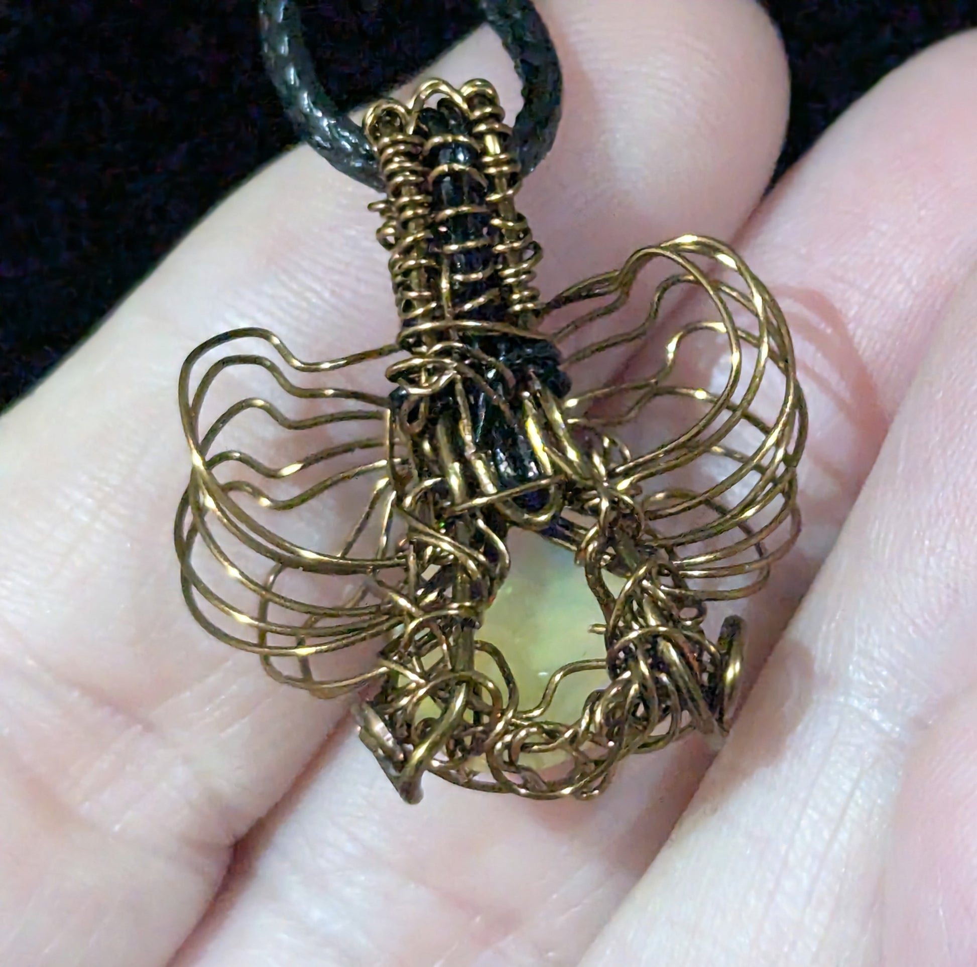 Wire Wrapped Fire Opal Pendant