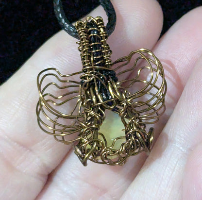 Wire Wrapped Fire Opal Pendant