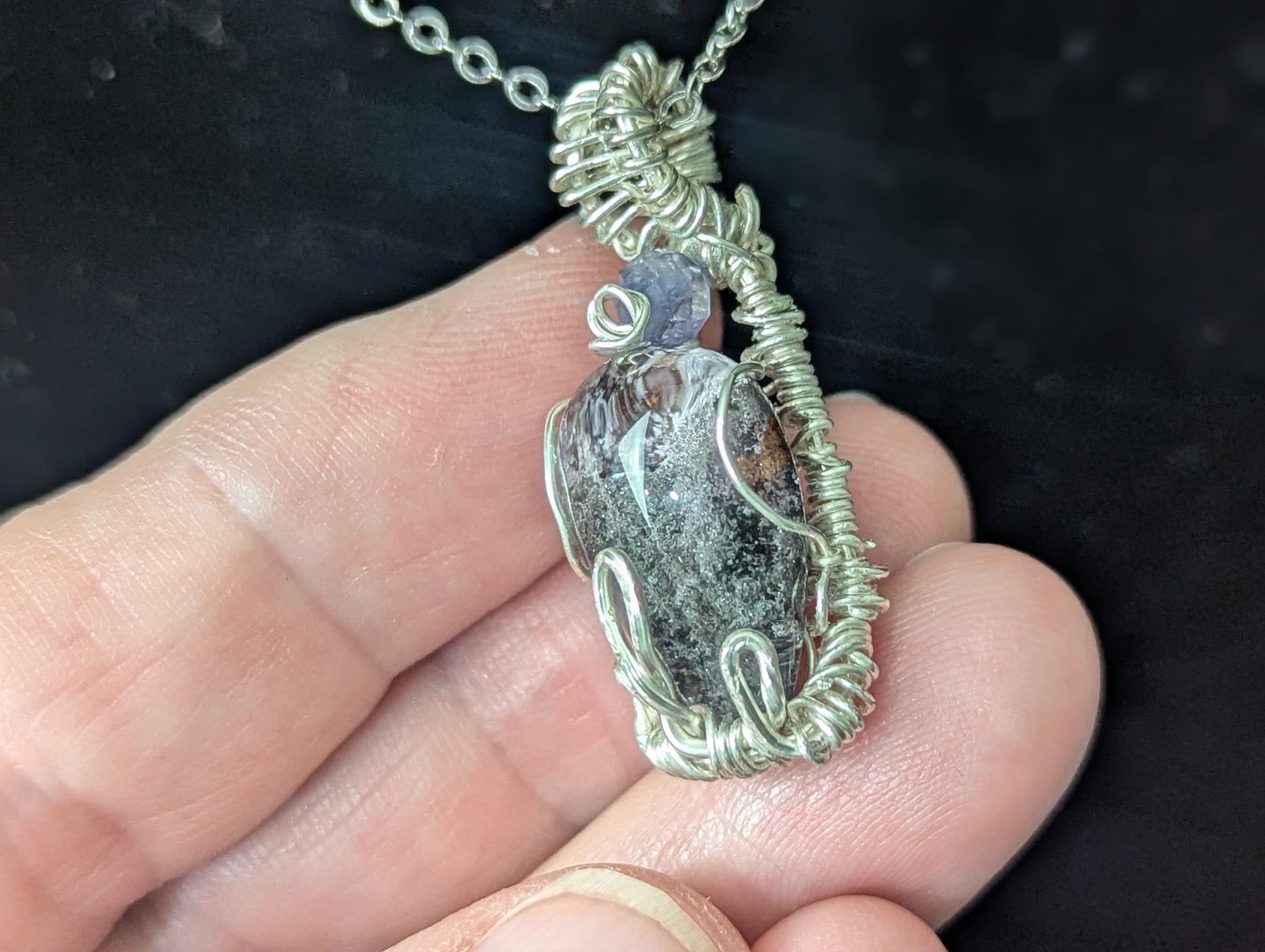 Wire Wrapped Garden Quartz Pendant