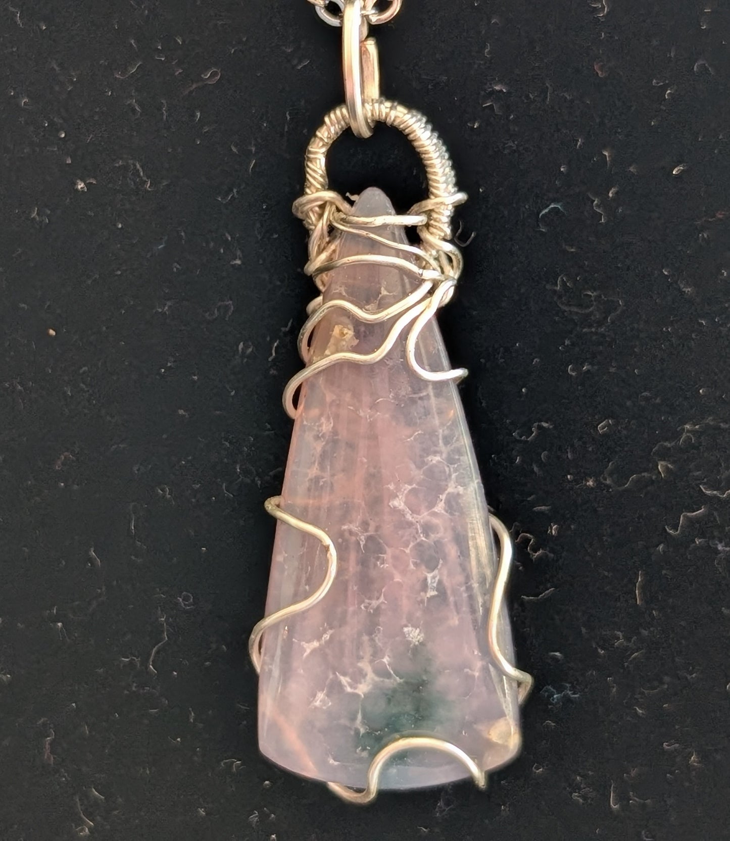 Wire Wrapped Grape Agate Pendant