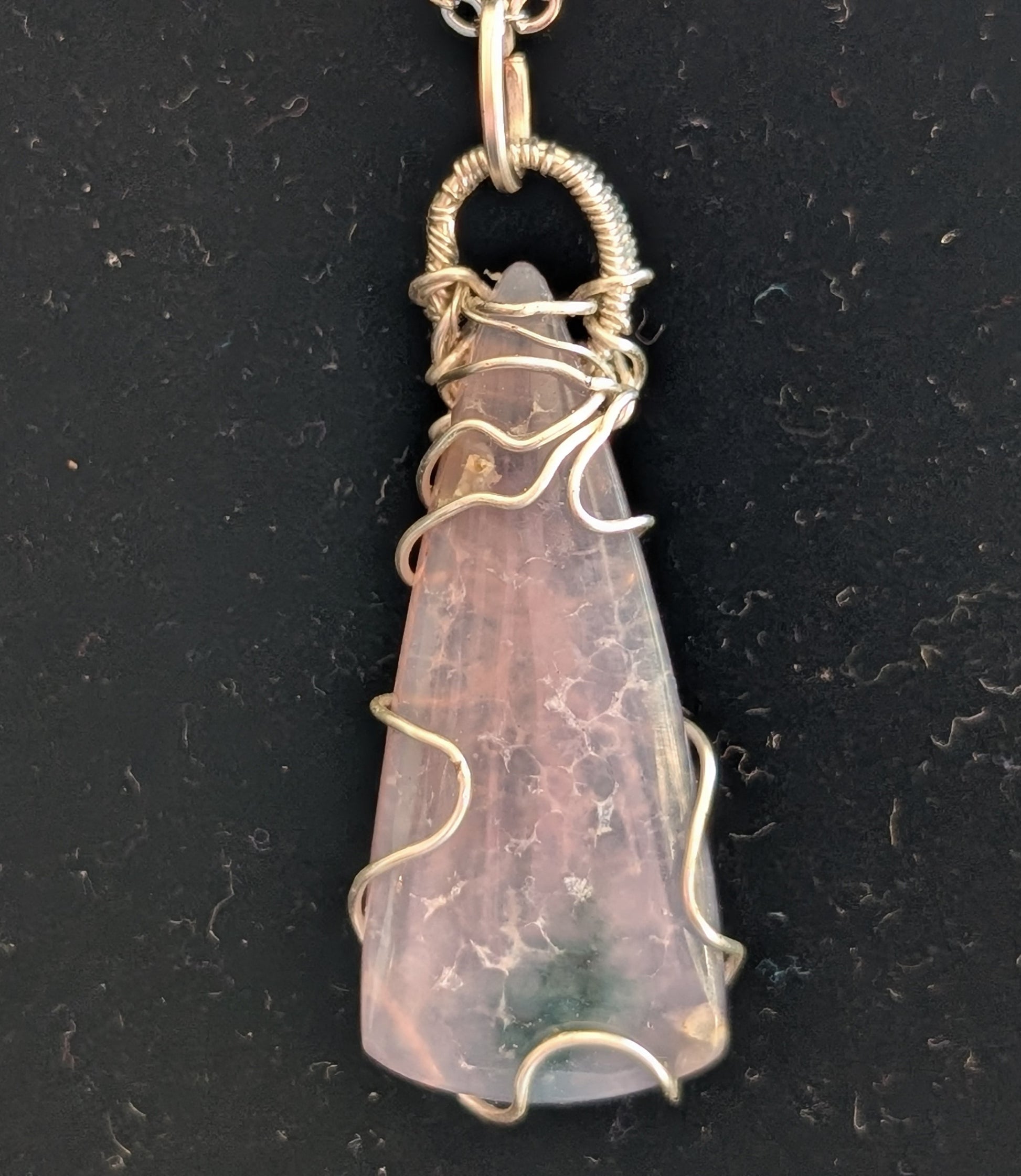 Wire Wrapped Grape Agate Pendant