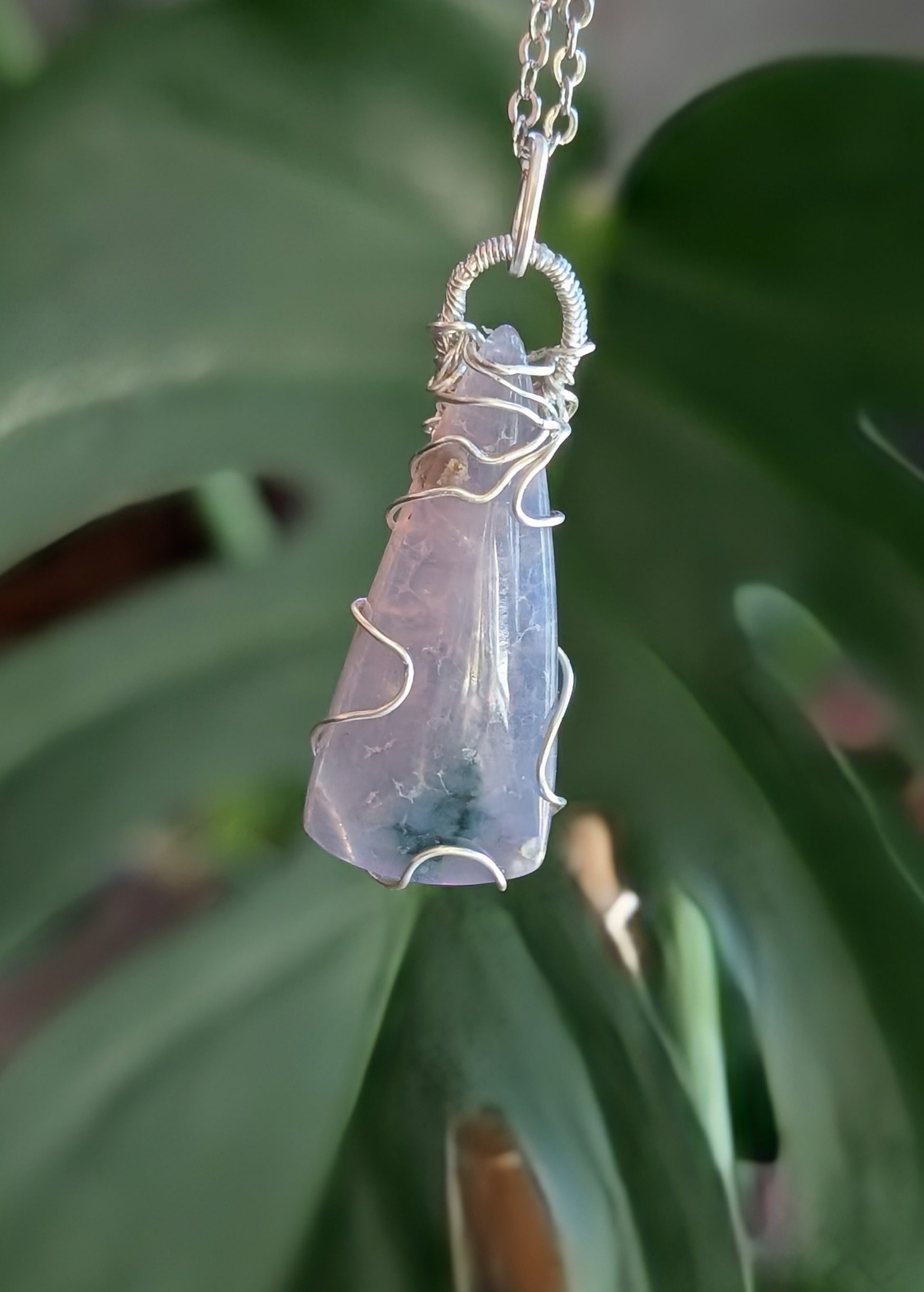 Wire Wrapped Grape Agate Pendant
