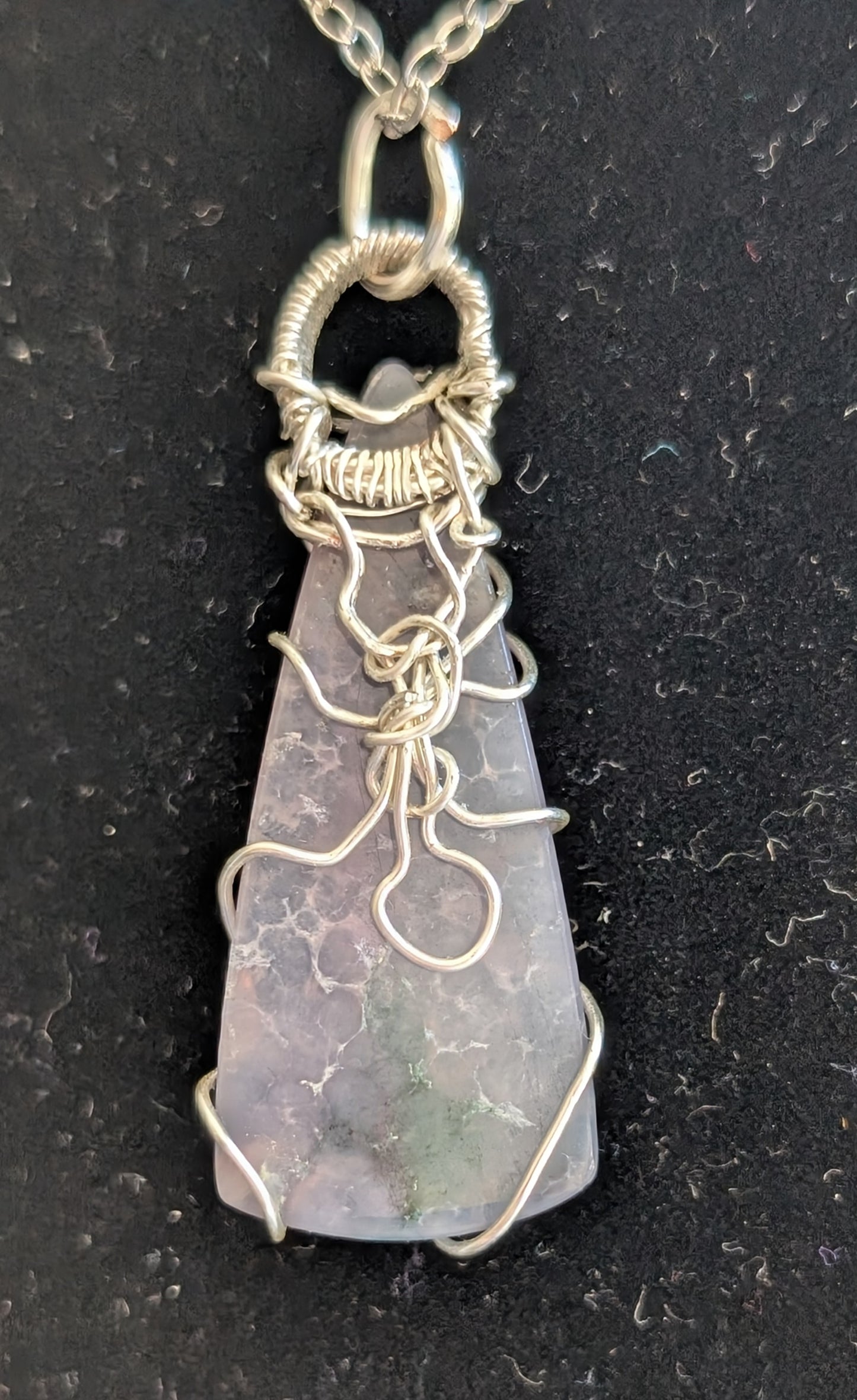Wire Wrapped Grape Agate Pendant