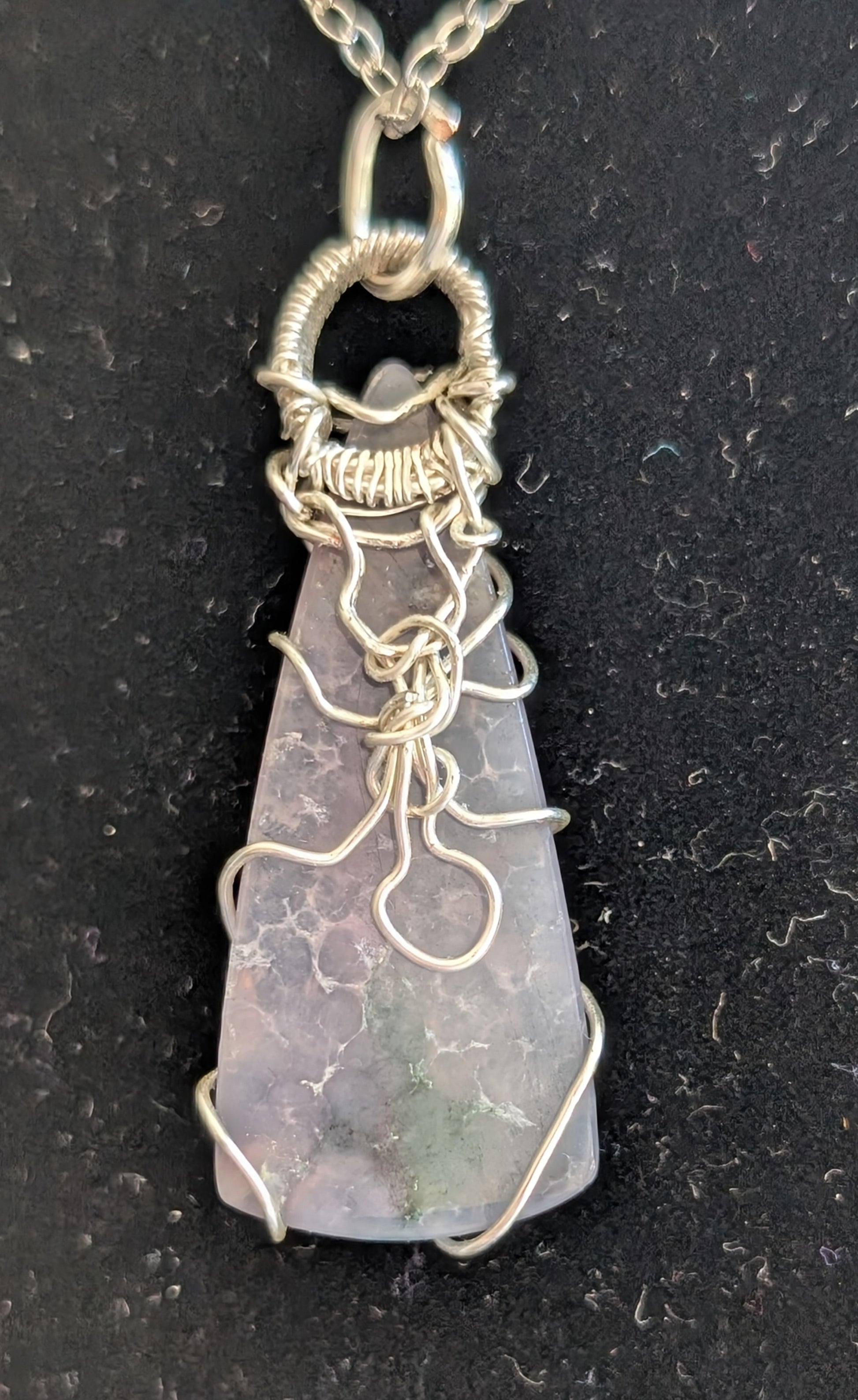 Wire Wrapped Grape Agate Pendant