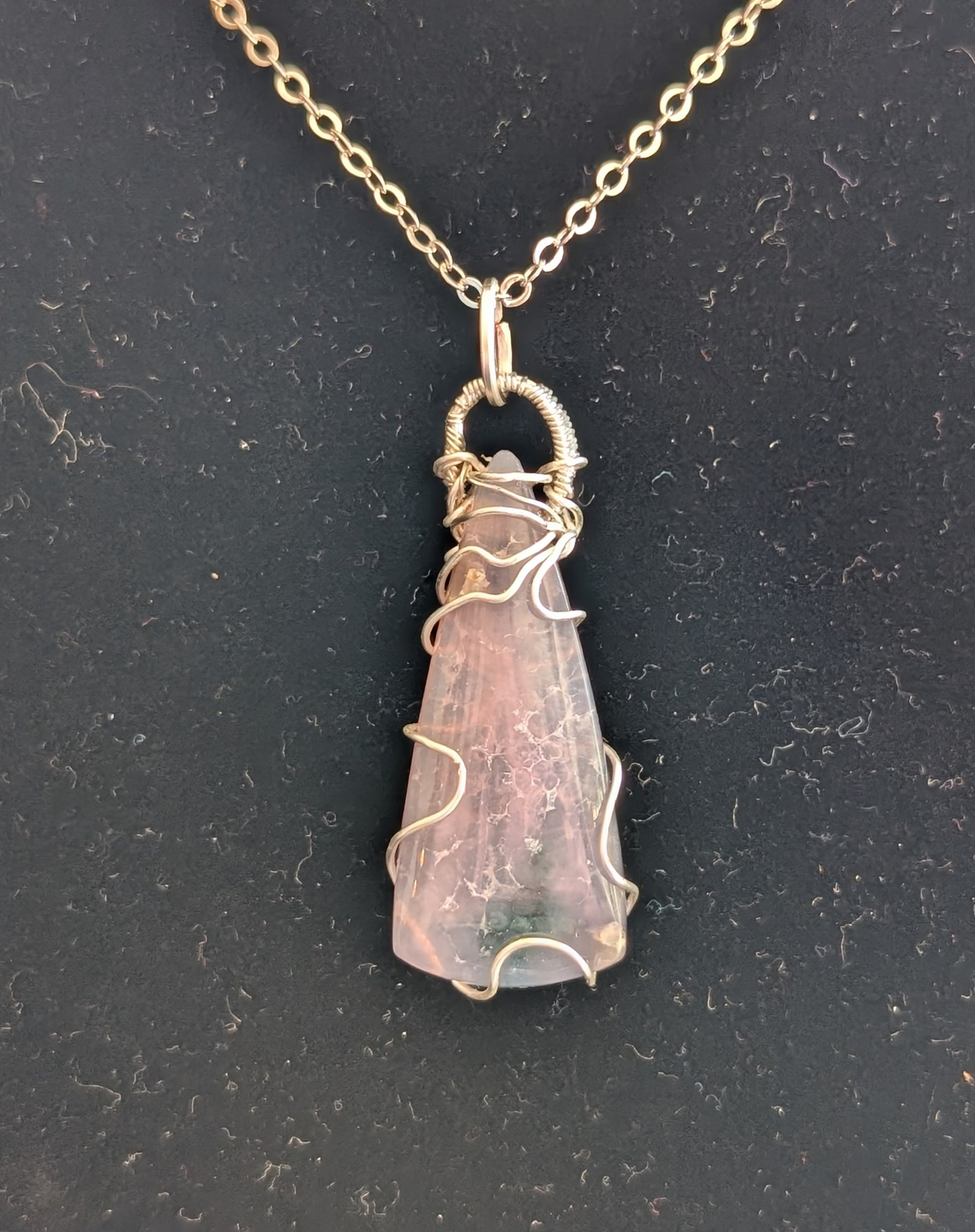 Wire Wrapped Grape Agate Pendant