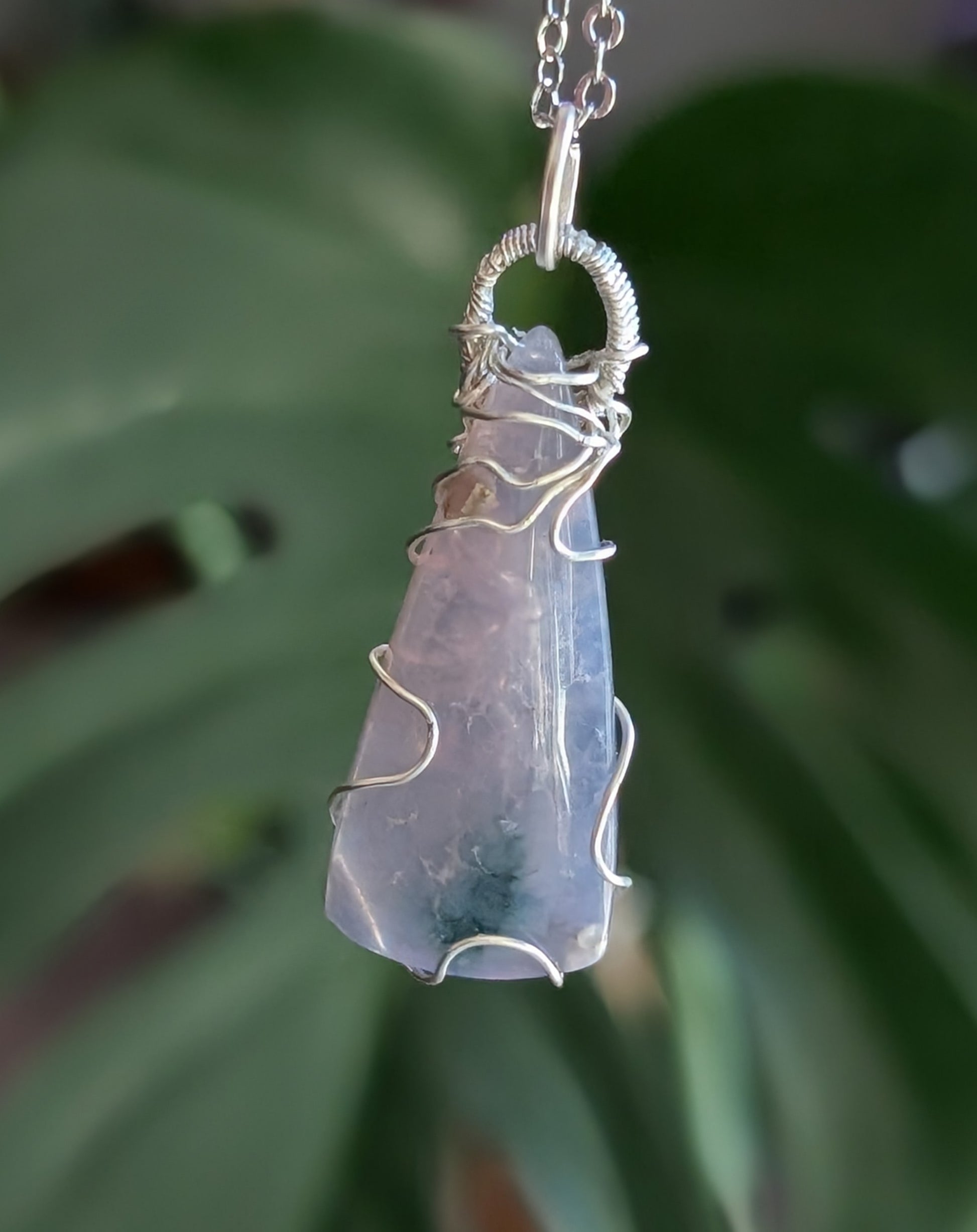 Wire Wrapped Grape Agate Pendant