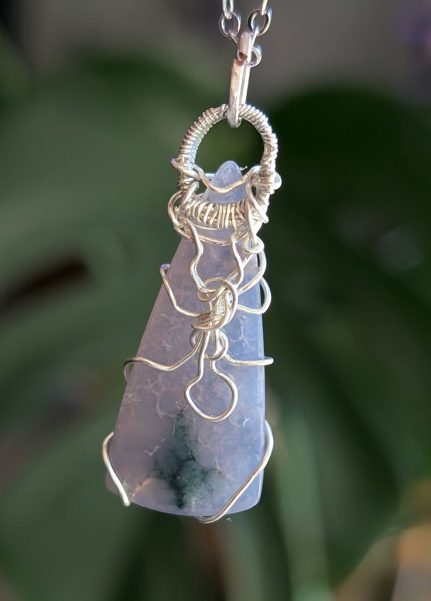 Wire Wrapped Grape Agate Pendant