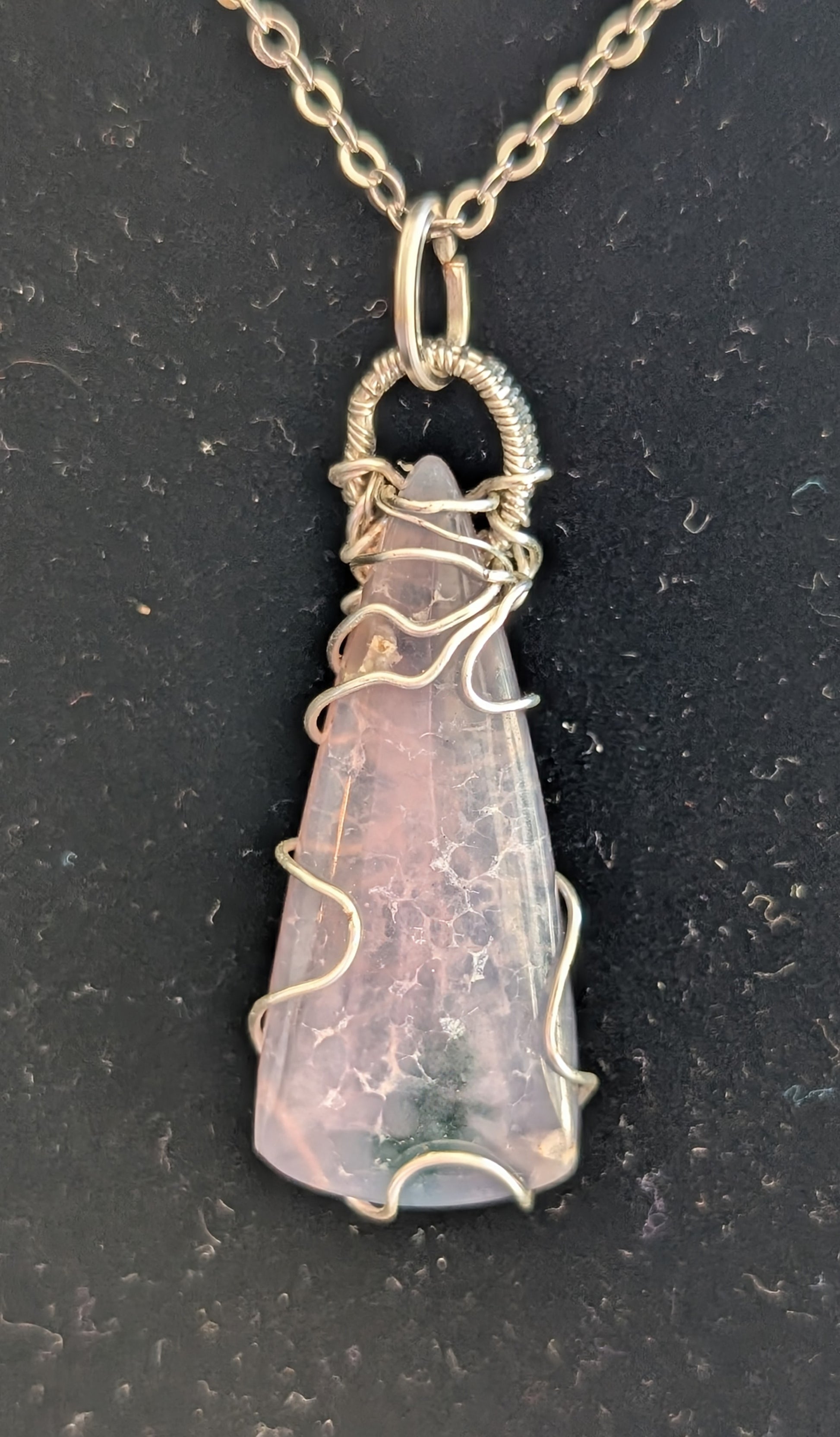 Wire Wrapped Grape Agate Pendant