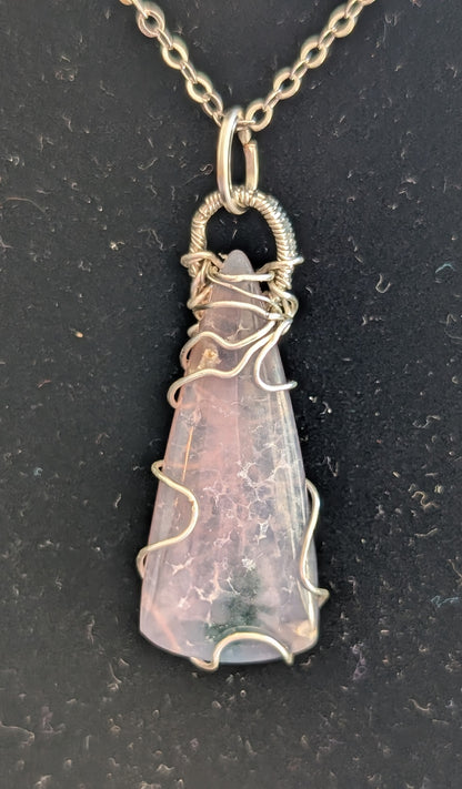 Wire Wrapped Grape Agate Pendant