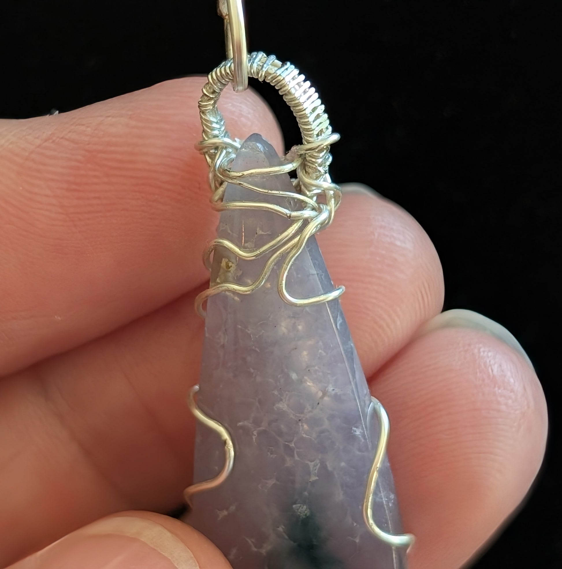 Wire Wrapped Grape Agate Pendant