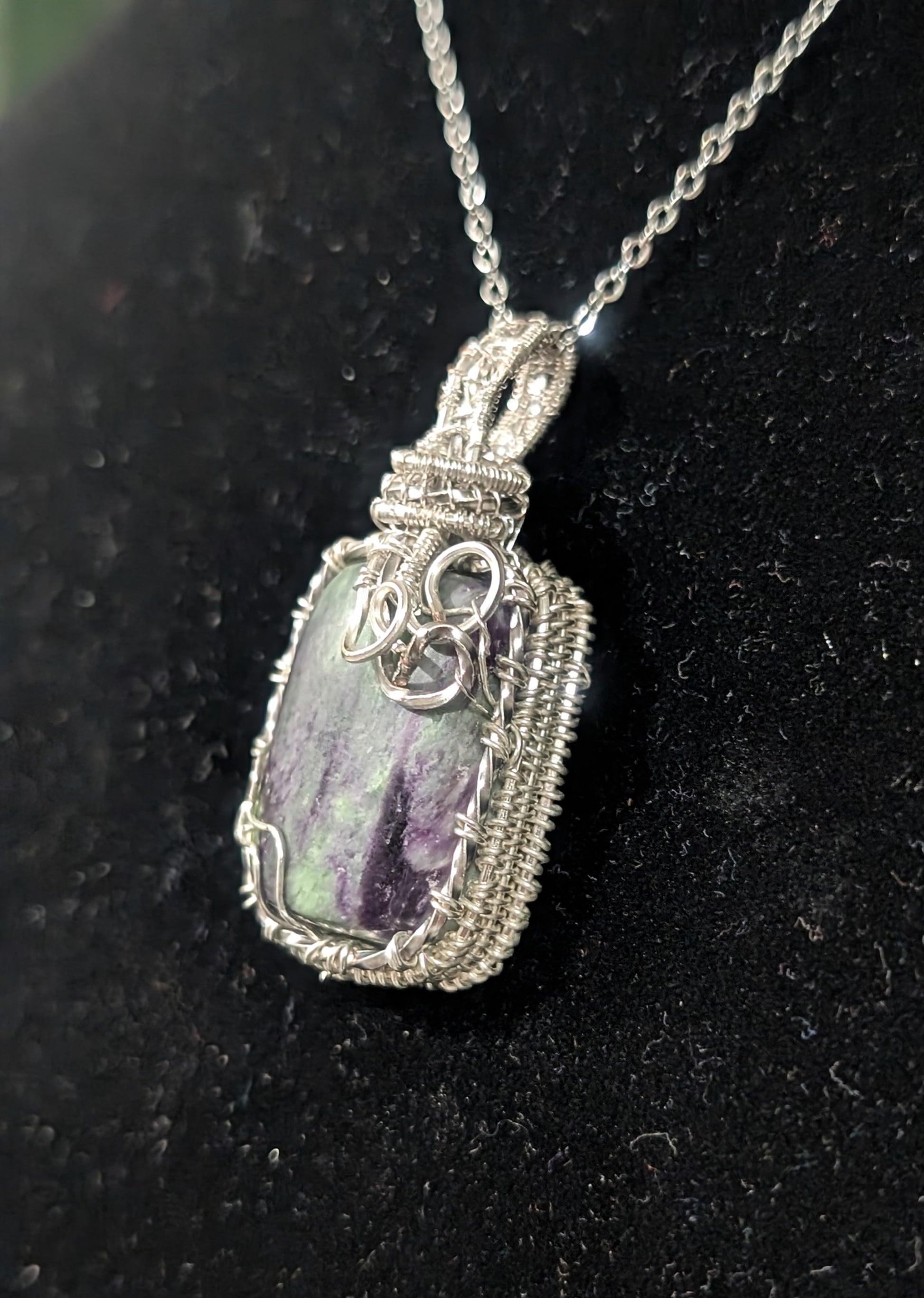 Wire Wrapped Kammererite Pendant