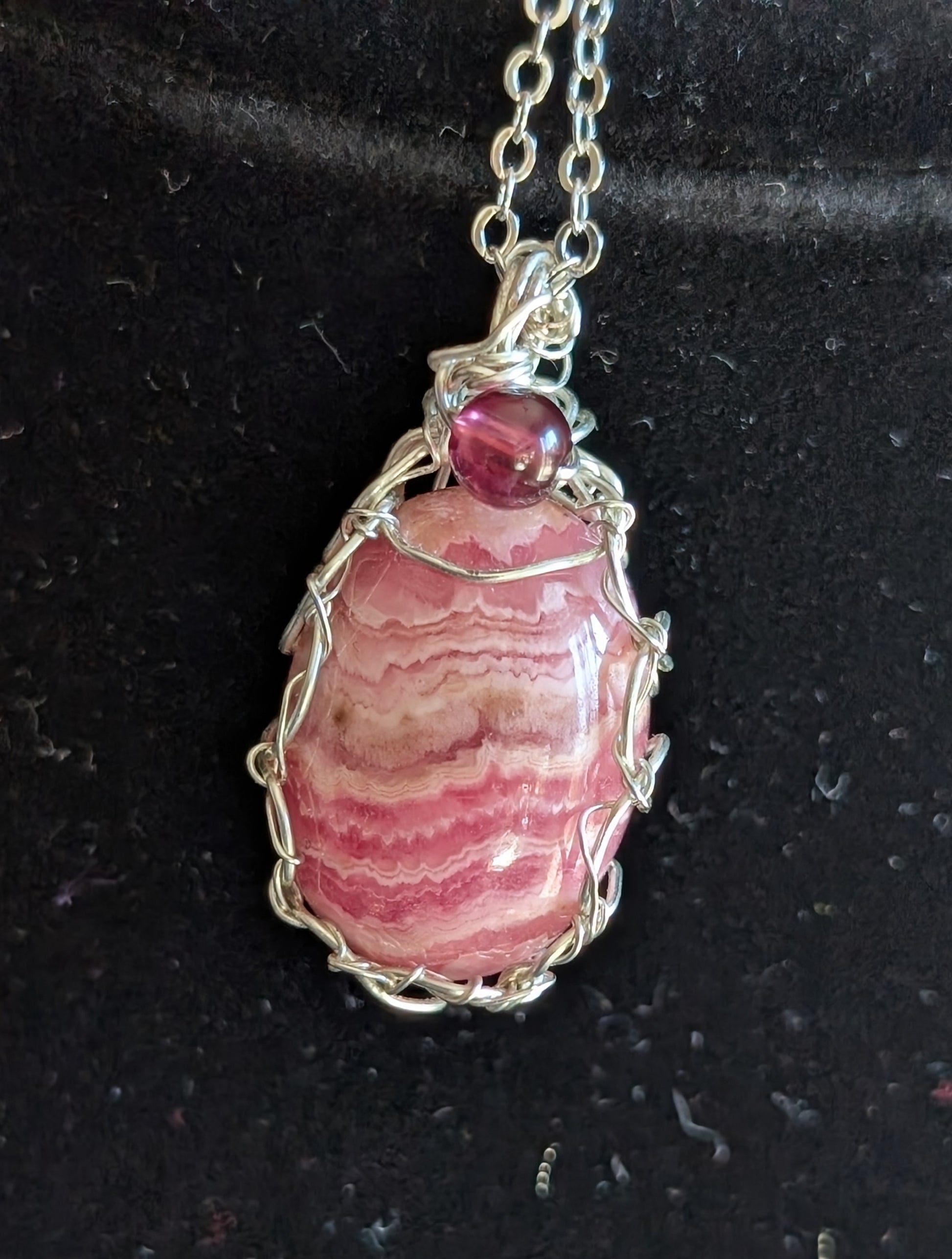 Wire Wrapped Rhodochrosite Pendant