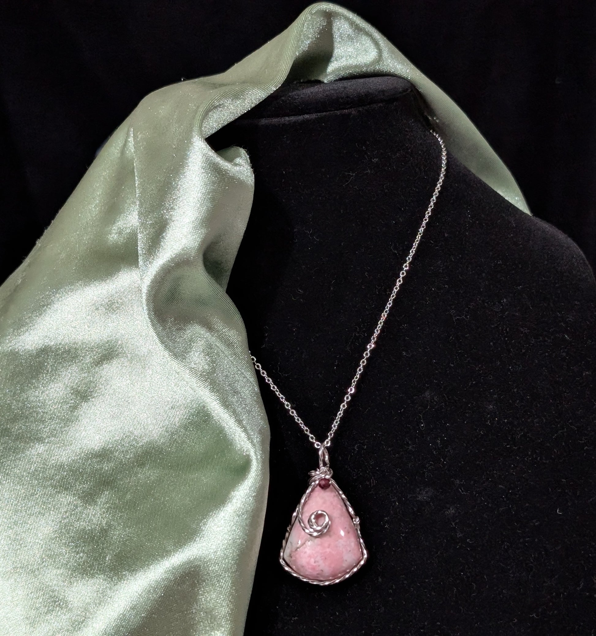 Wire Wrapped Rhodochrosite Pendant