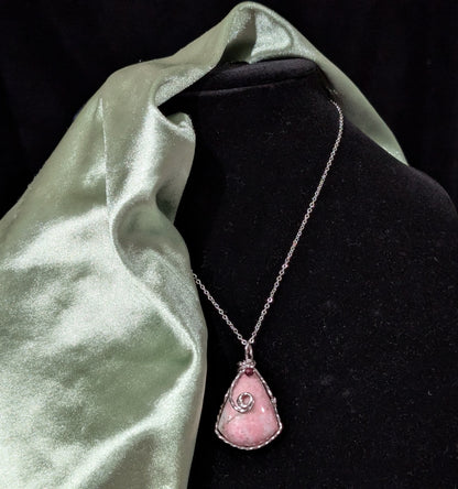 Wire Wrapped Rhodochrosite Pendant