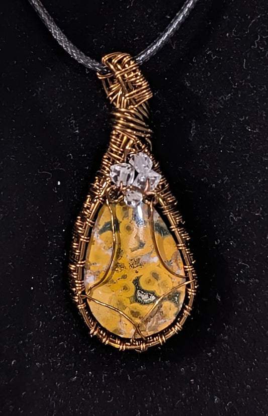 Wire Wrapped Yellow Jasper Pendant