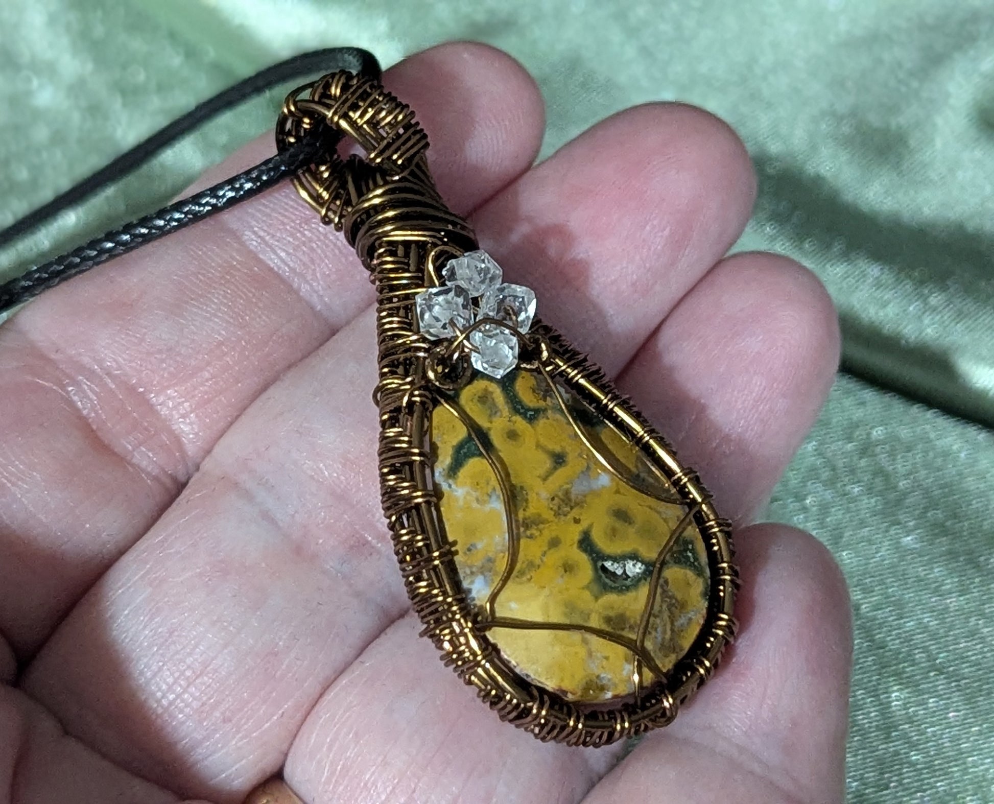 Wire Wrapped Yellow Jasper Pendant