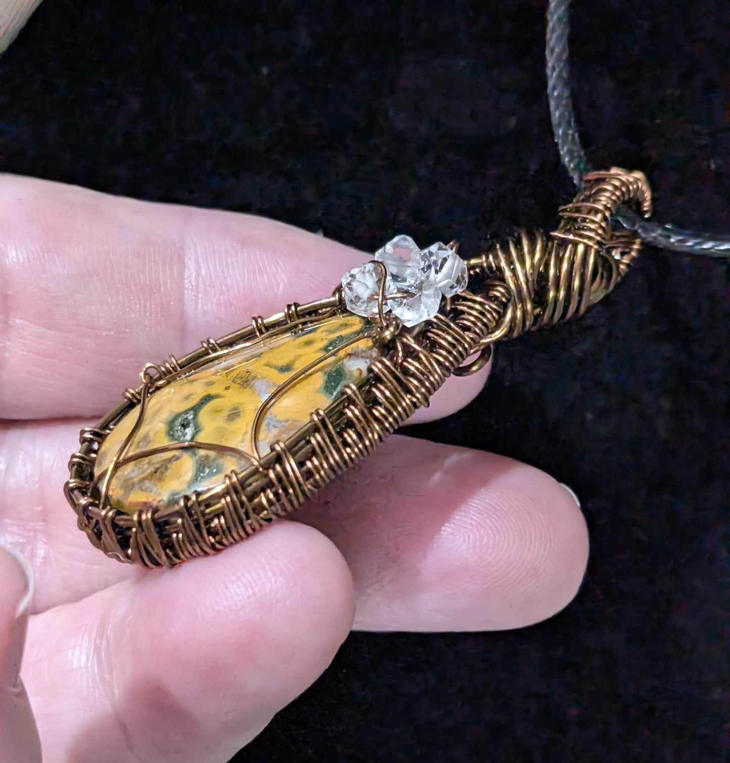 Wire Wrapped Yellow Jasper Pendant