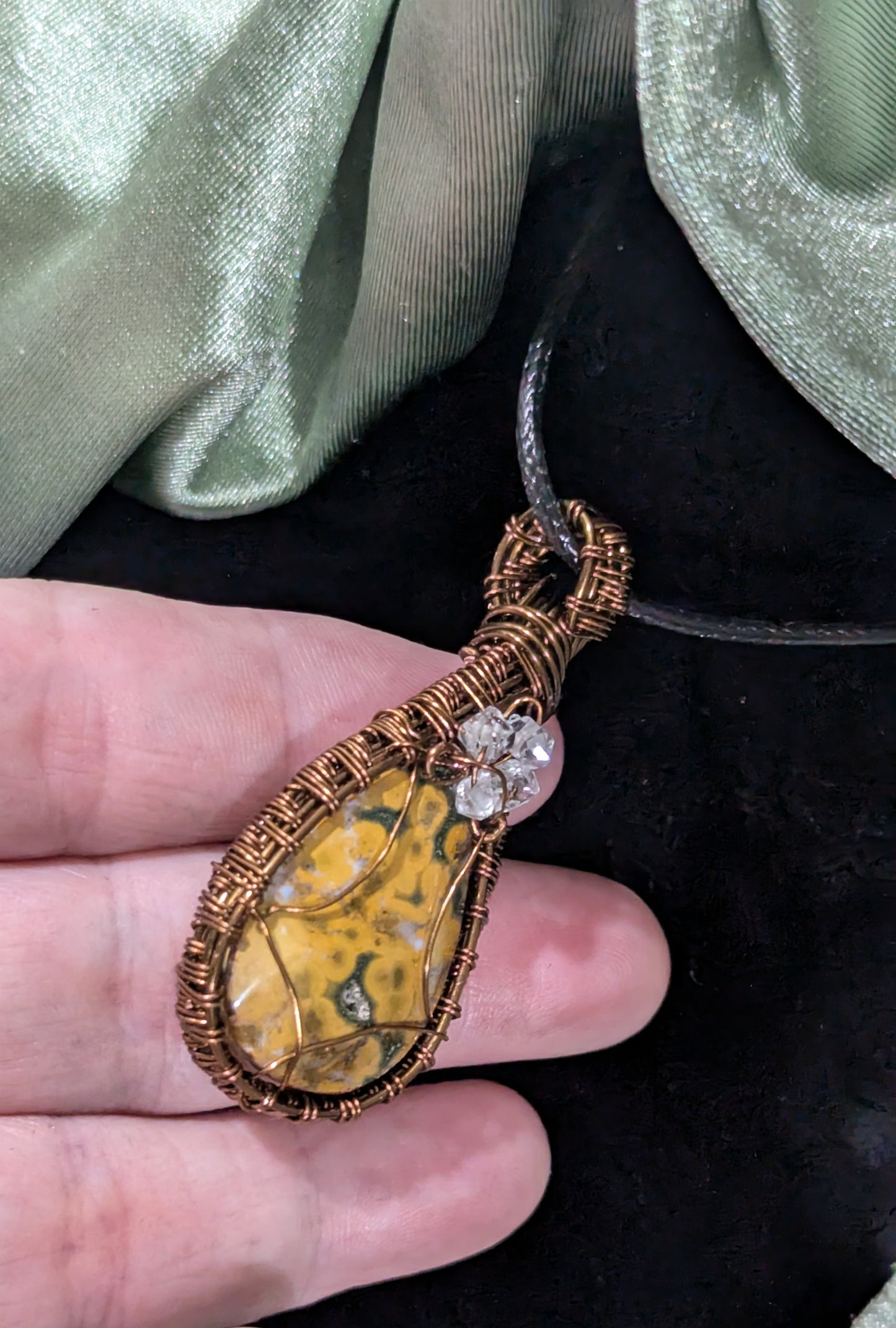Wire Wrapped Yellow Jasper Pendant