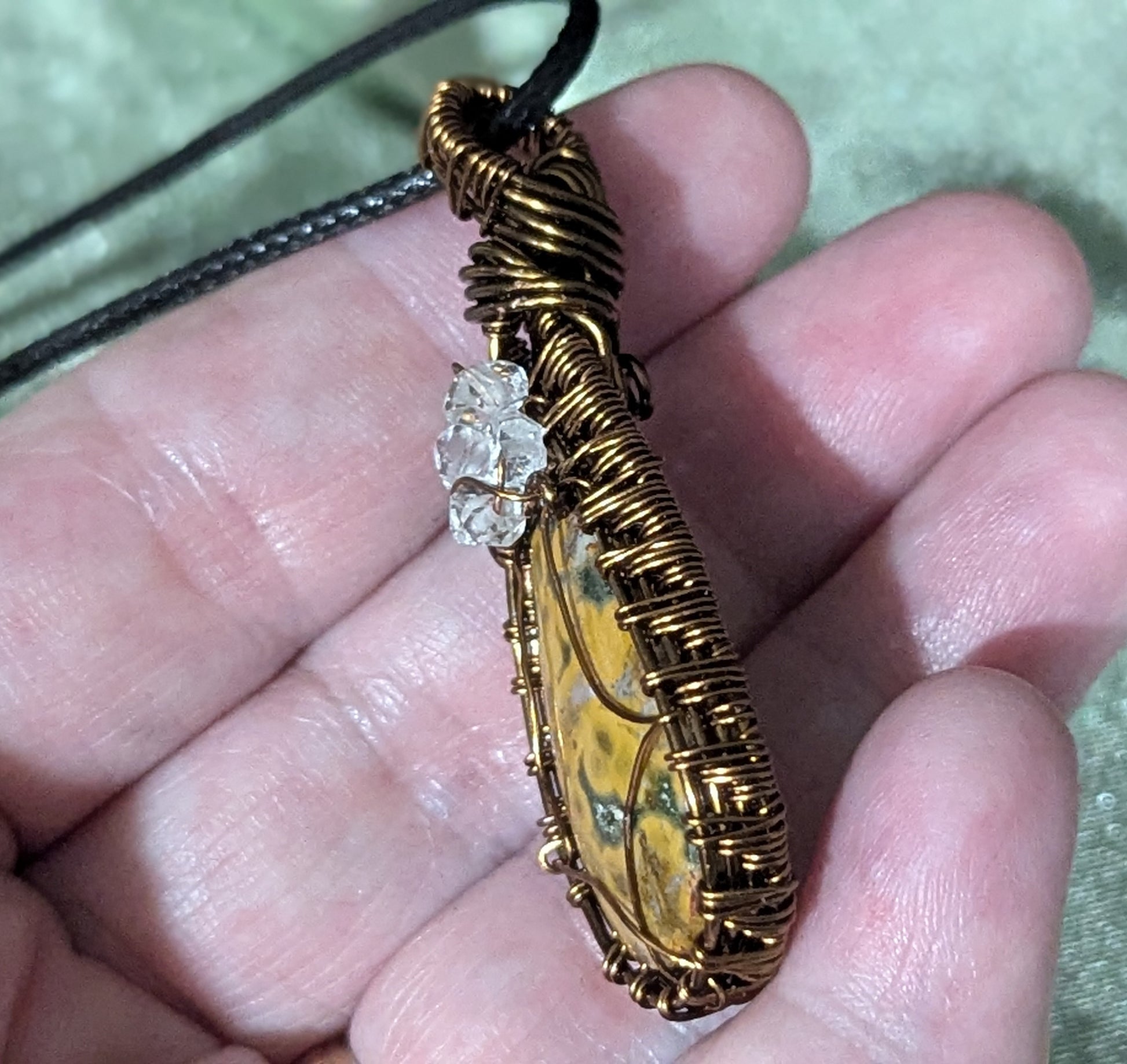 Wire Wrapped Yellow Jasper Pendant
