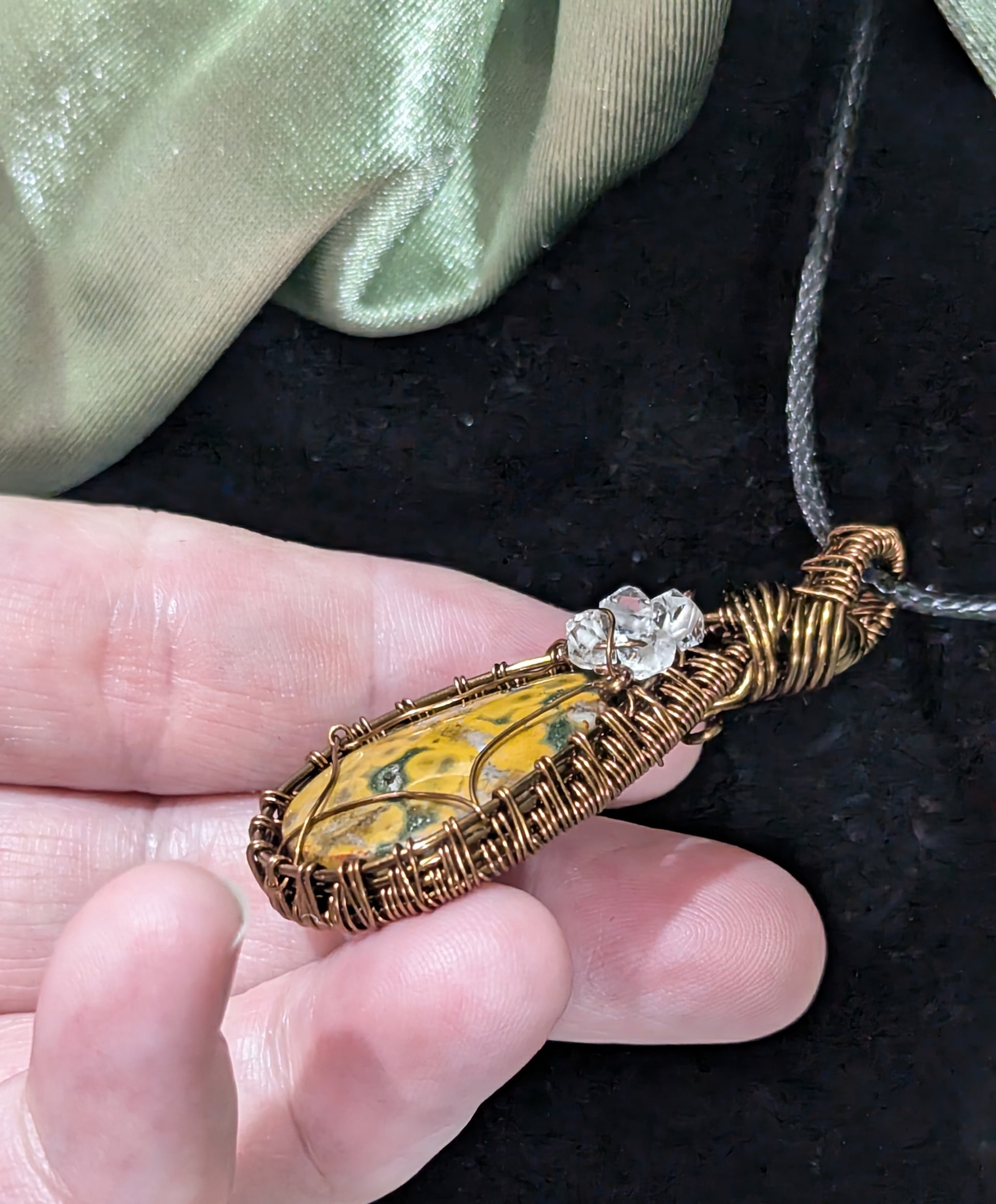 Wire Wrapped Yellow Jasper Pendant