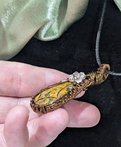 Wire Wrapped Yellow Jasper Pendant