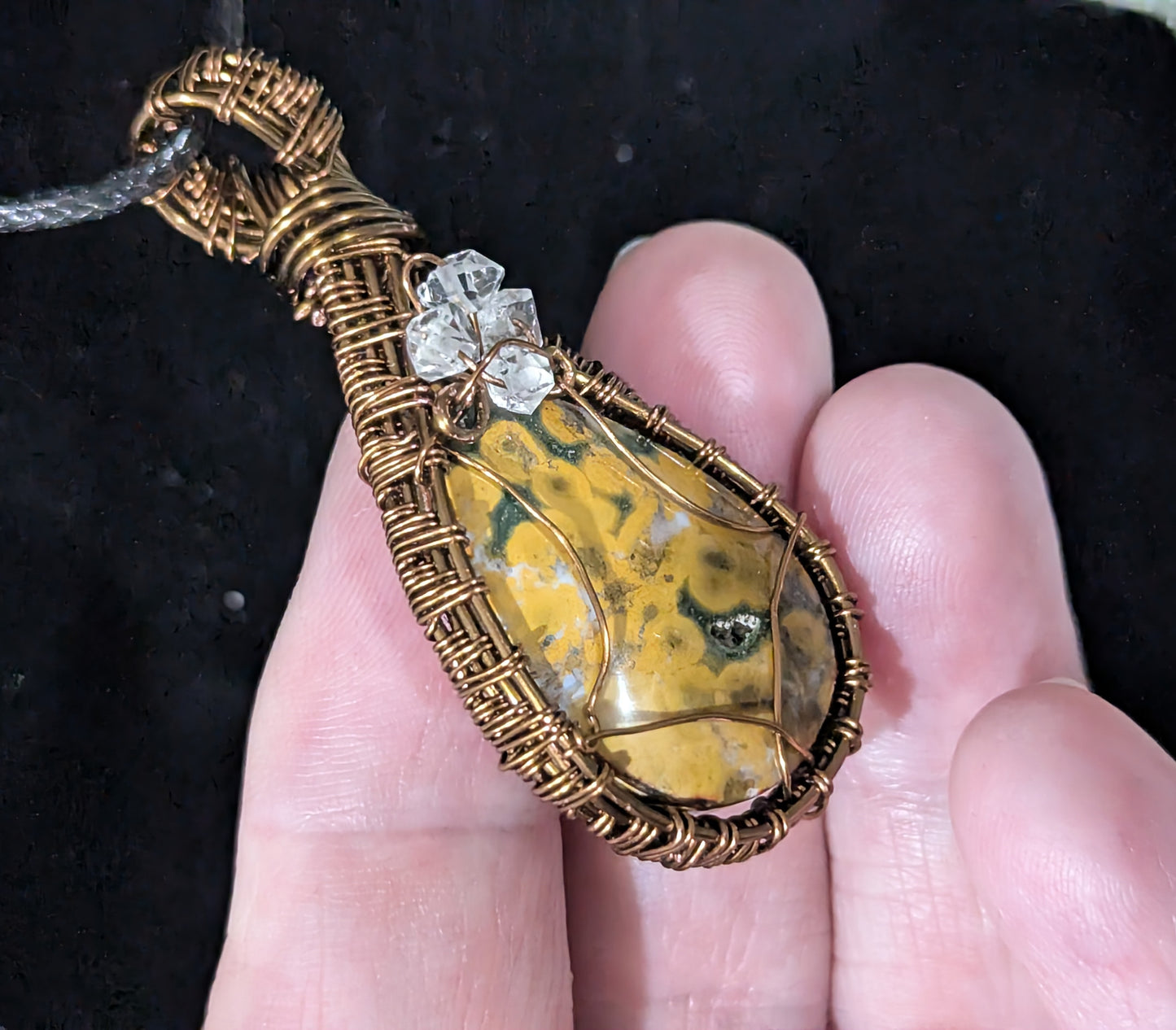 Wire Wrapped Yellow Jasper Pendant