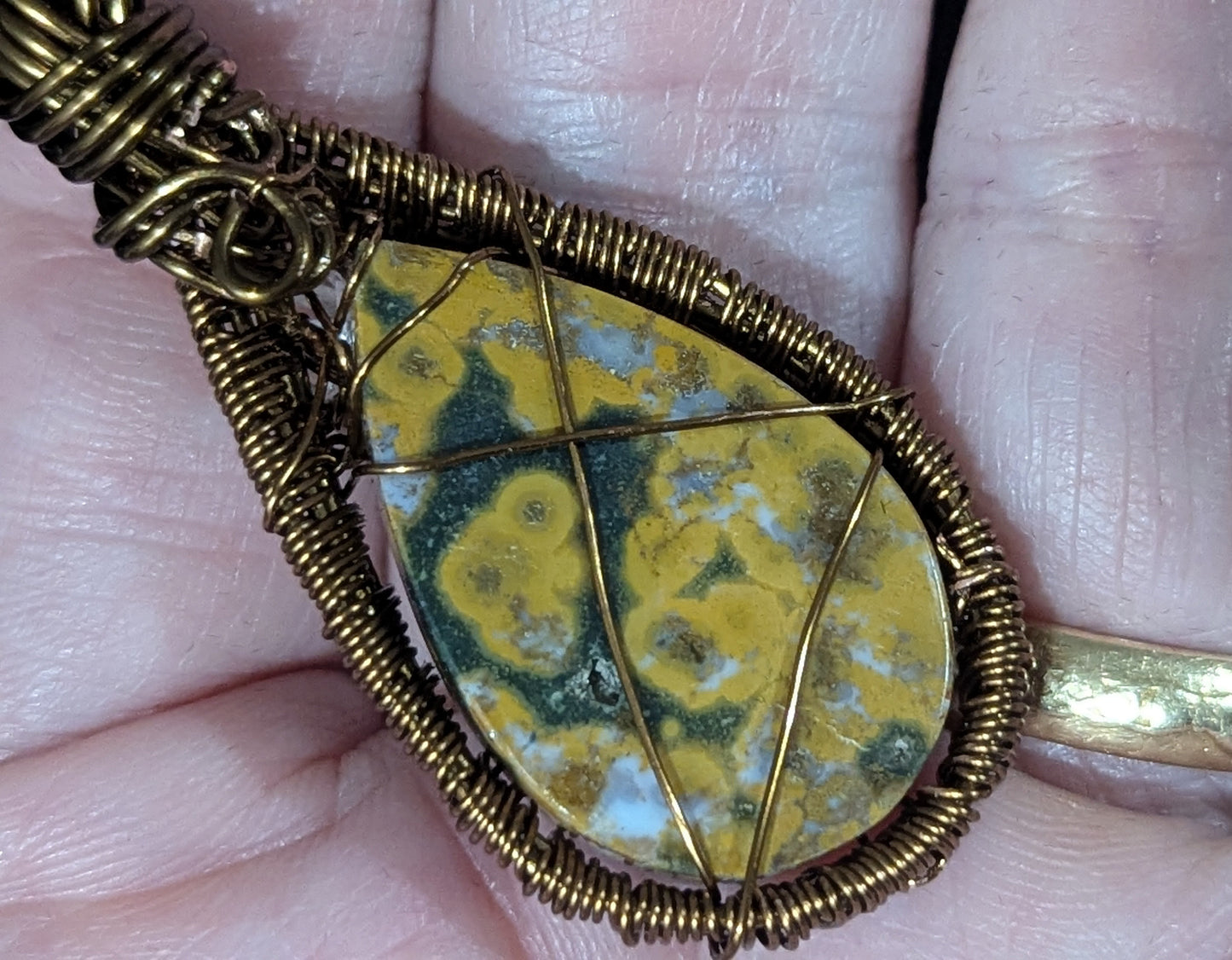 Wire Wrapped Yellow Jasper Pendant