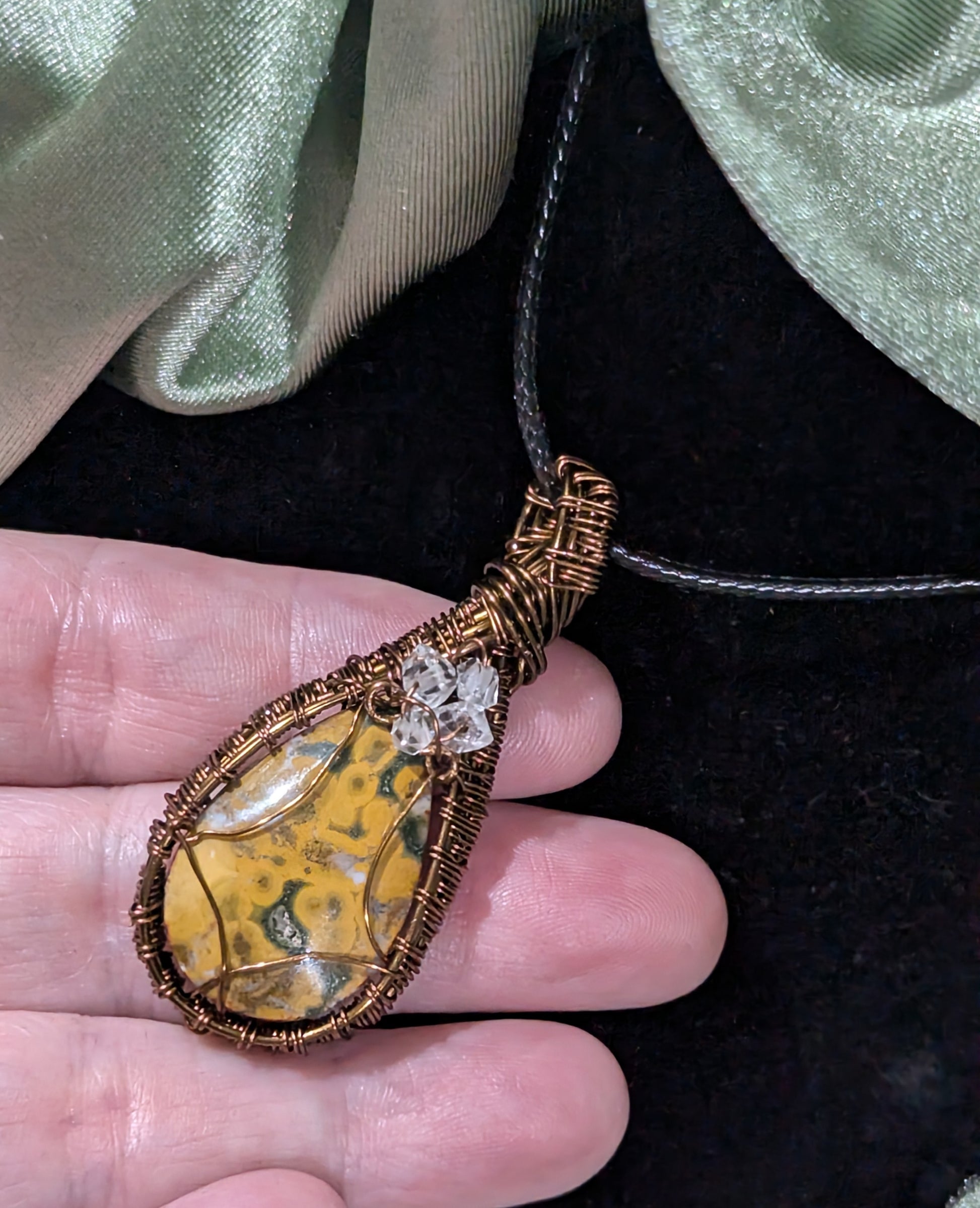Wire Wrapped Yellow Jasper Pendant